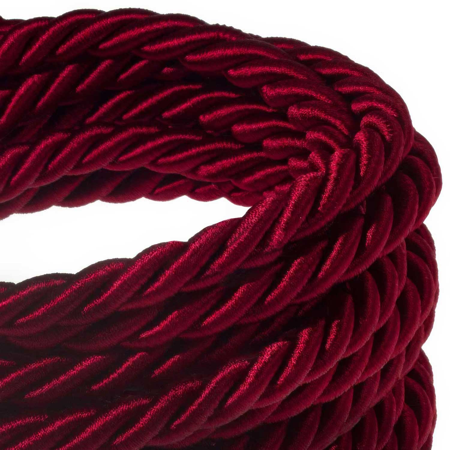Câble électrique en corde 18/3 AWG à l'intérieur. Tissu Bordeaux Foncé Brillant - Image 2