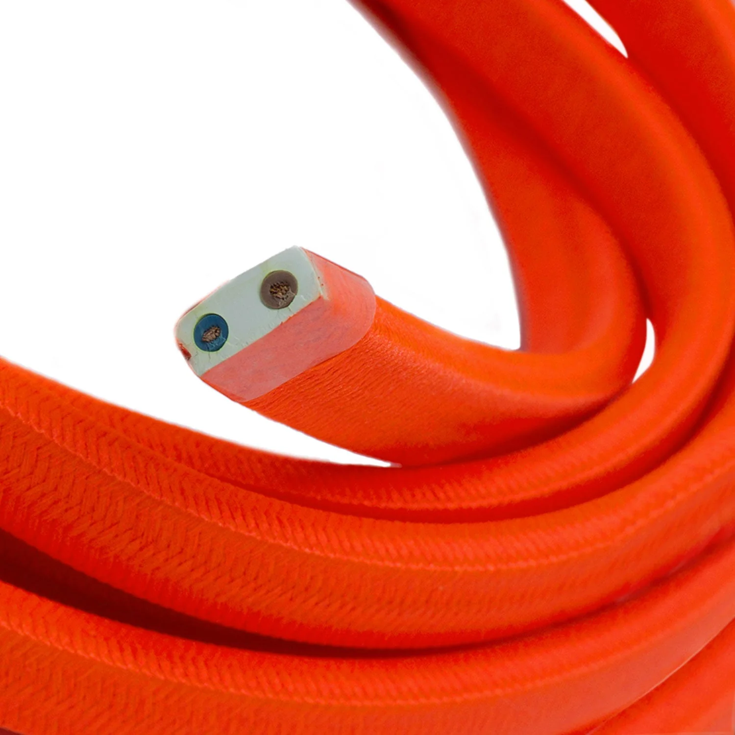 Cordon électrique coloré pour guirlandes personnalisées, recouvert de tissu en rayonne Orange Fluo - CF15 - Image 2