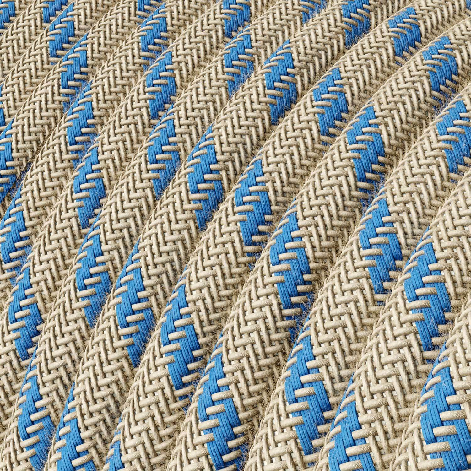 Corde électrique en tissu Bleu Steward et rayures beiges - L’Originale Creative Cables, pour lampes DIY - RD55 - Image 2