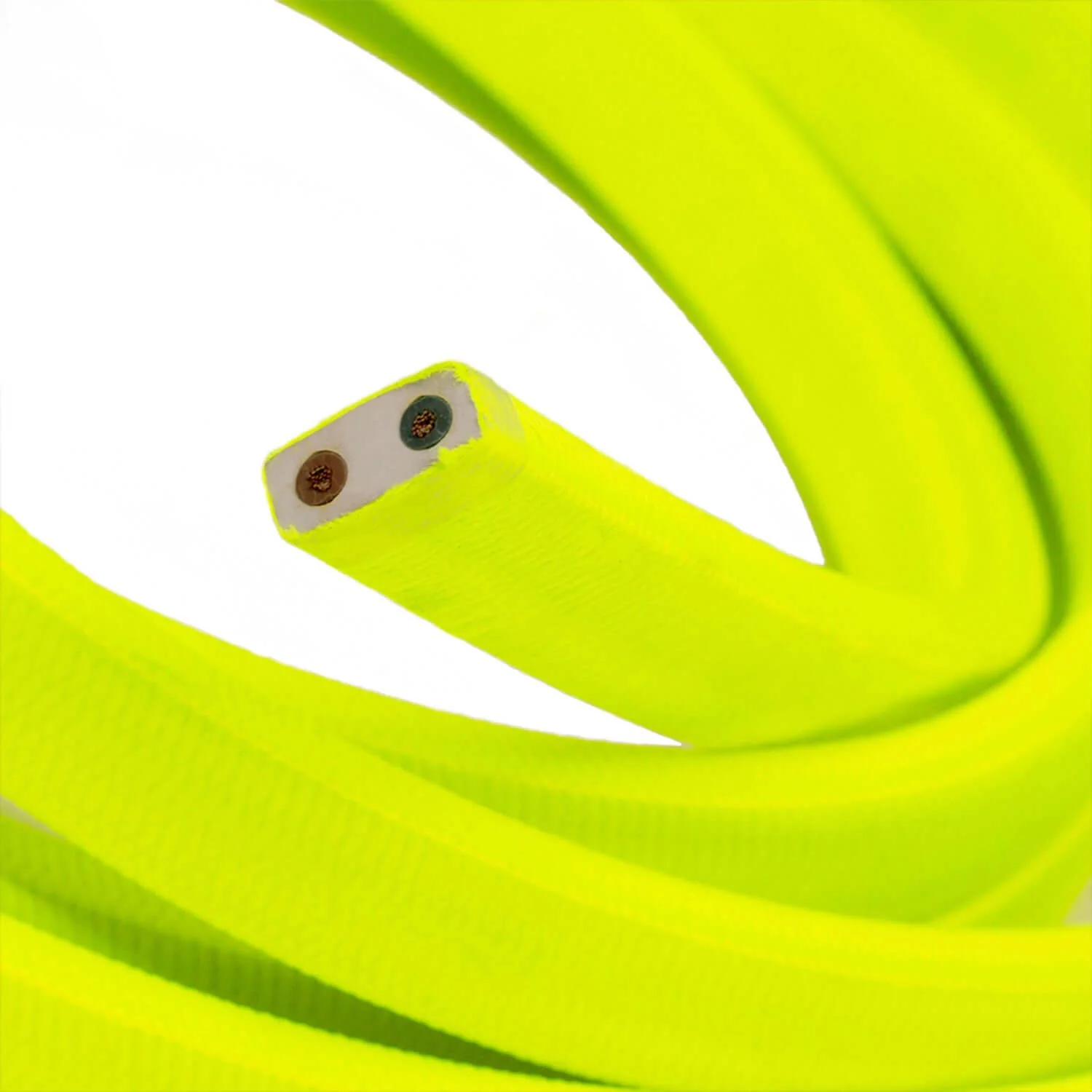 Câble électrique pour guirlande lumineuse gainé de tissu Jaune Fluo CF10 - Image 2