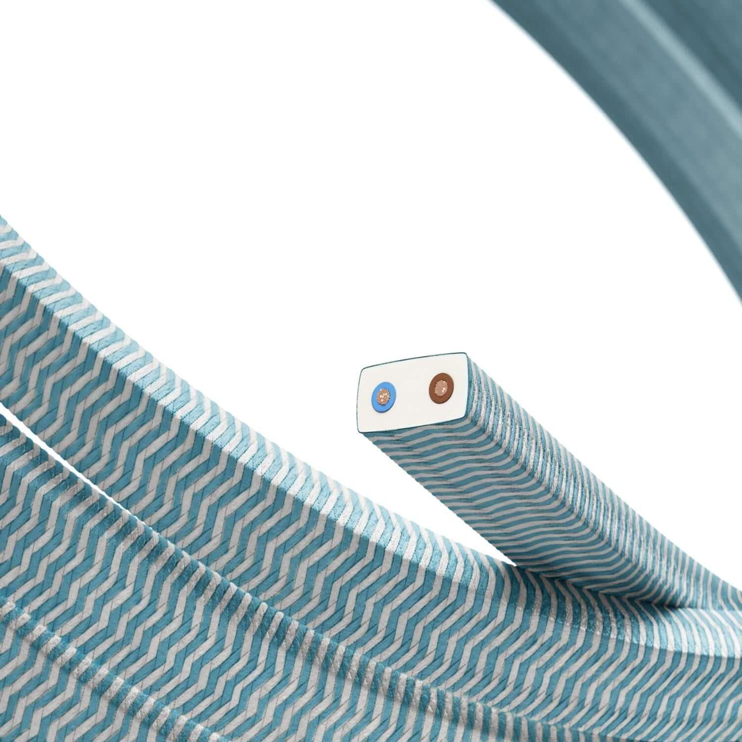 Câble électrique pour guirlande lumineuse, gainé de tissu turquoise zig-zag CZ11 - Résistant aux UV - Image 2