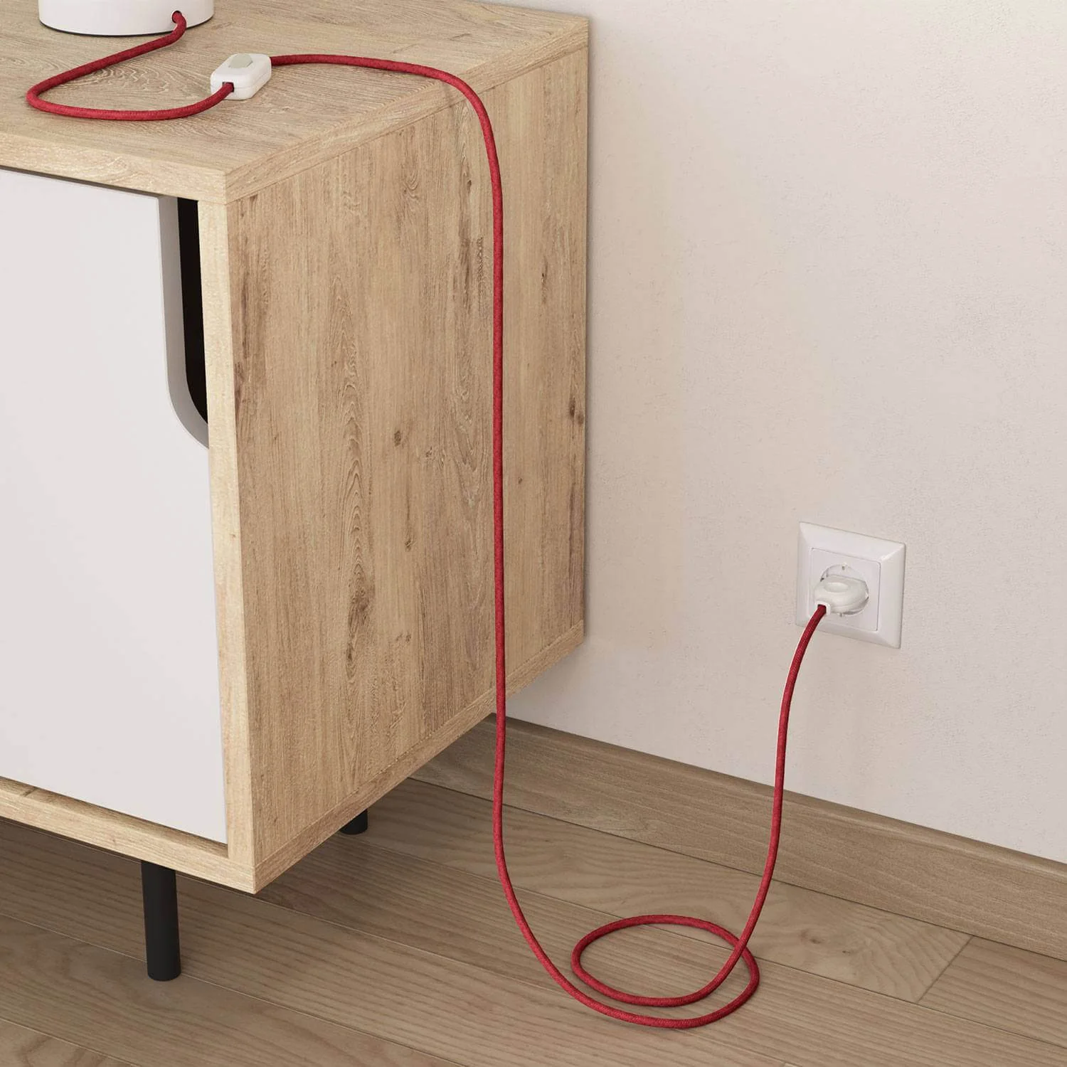 Câble électrique revêtu de jute Rouge Cerise - Image 3