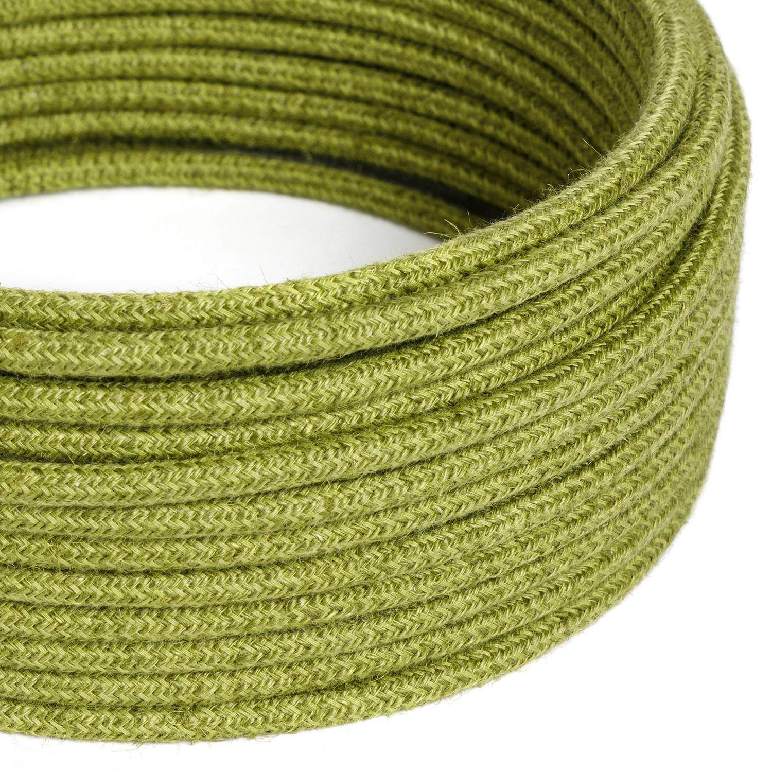 Câble électrique gainé de jute Vert Foin - L'Original Creative Cables, pour lampes DIY originales - RN23