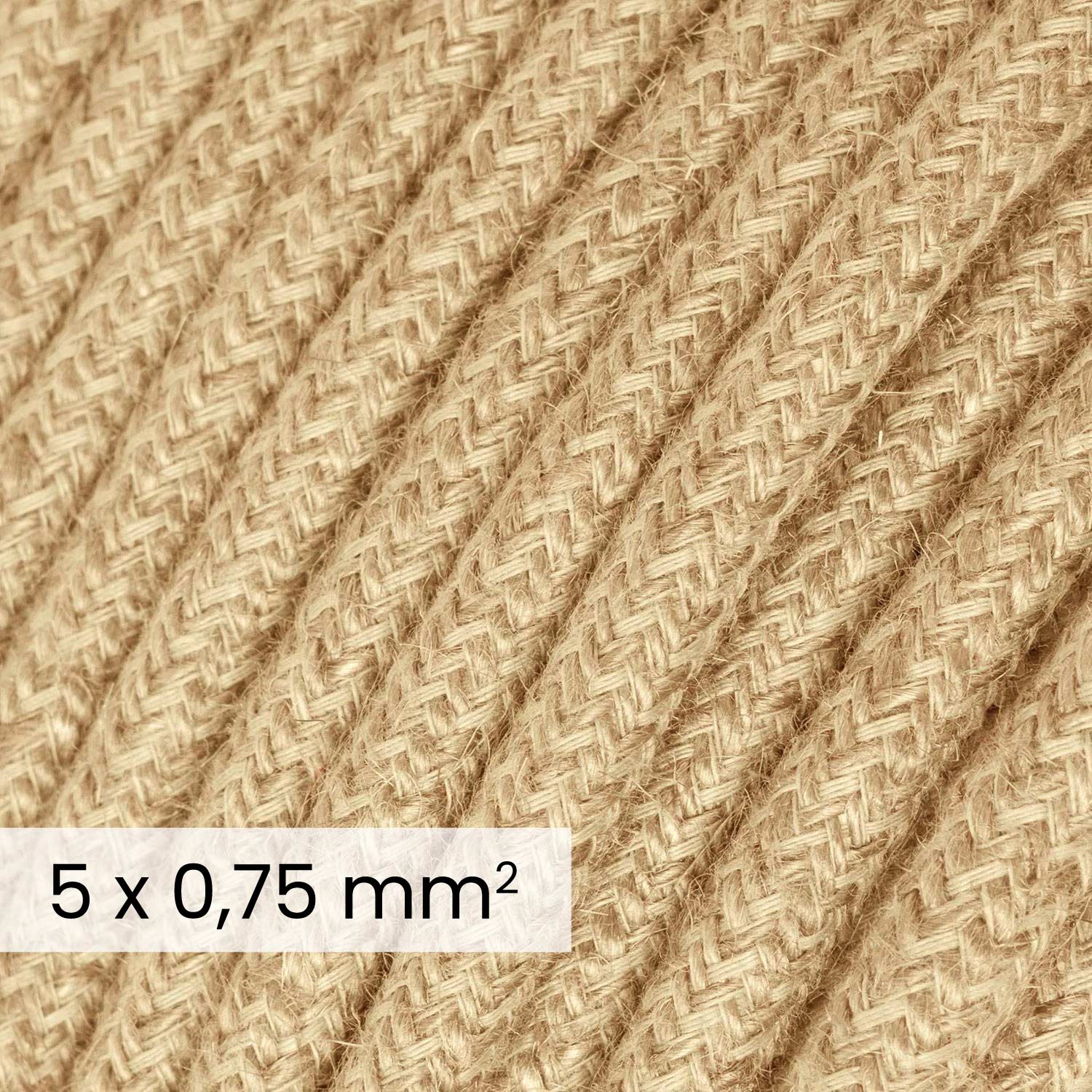 Câble électrique textile DALI 5x0,75 mm² neutre en jute - Fil en tissu naturel pour luminaires design RN06 - Image 2