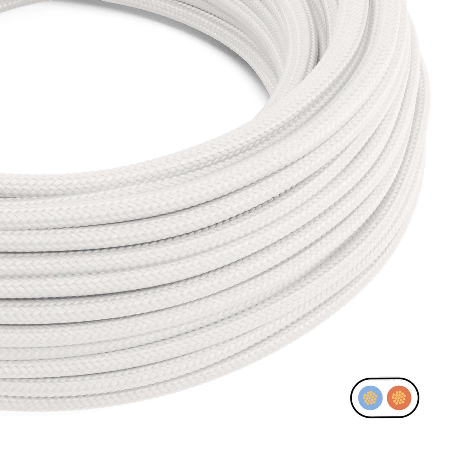 Câble électrique textile plat Blanc Optique brillant - PM01 - Image 2