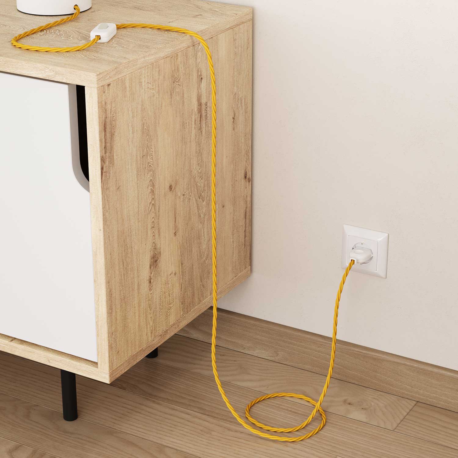 Câble électrique textile tressé Jaune Maïs - L’Original Creative Cables, pour des décorations lumineuses uniques - TM10 - Image 3