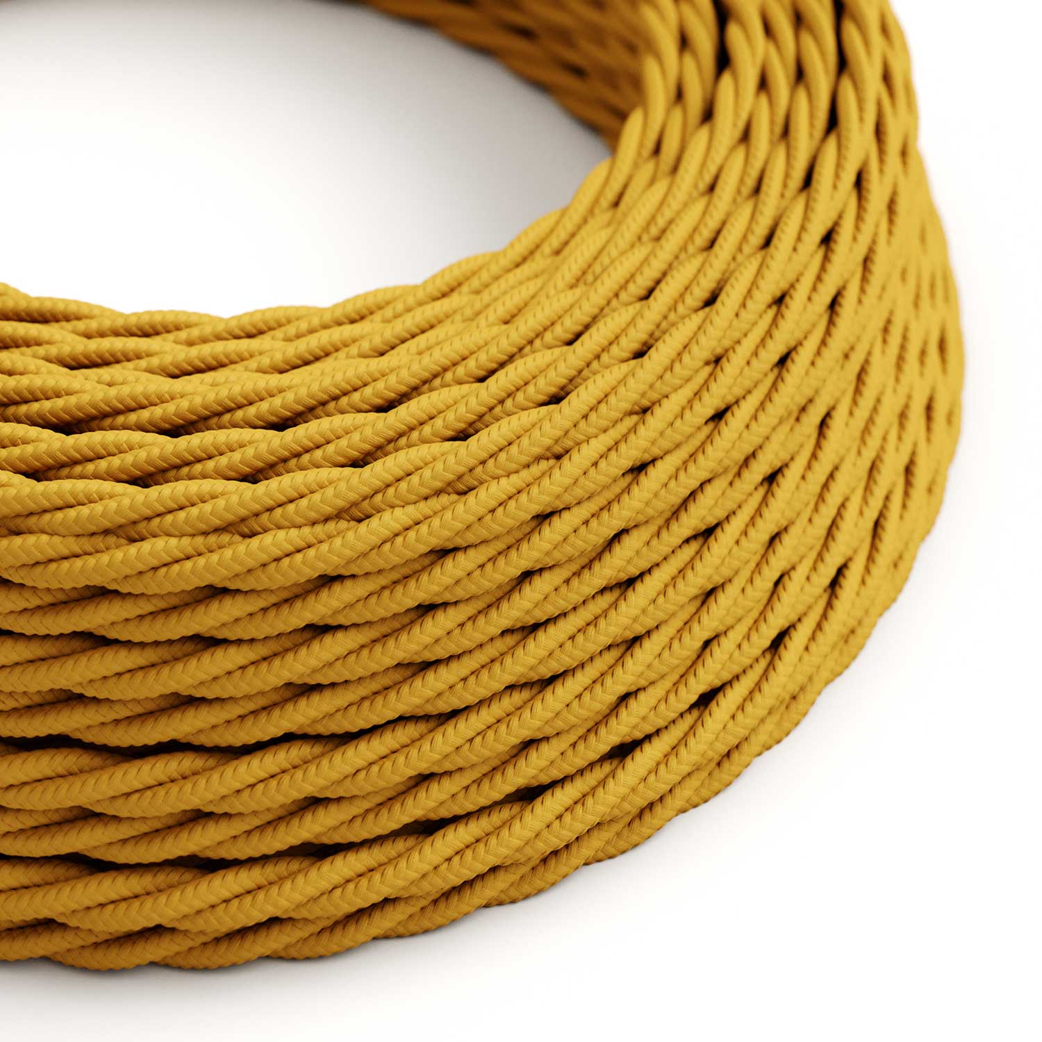Câble électrique tressé couleur Jaune Moutarde - L'Original Creative Cables, conçu pour mettre en valeur vos lustres - TM25