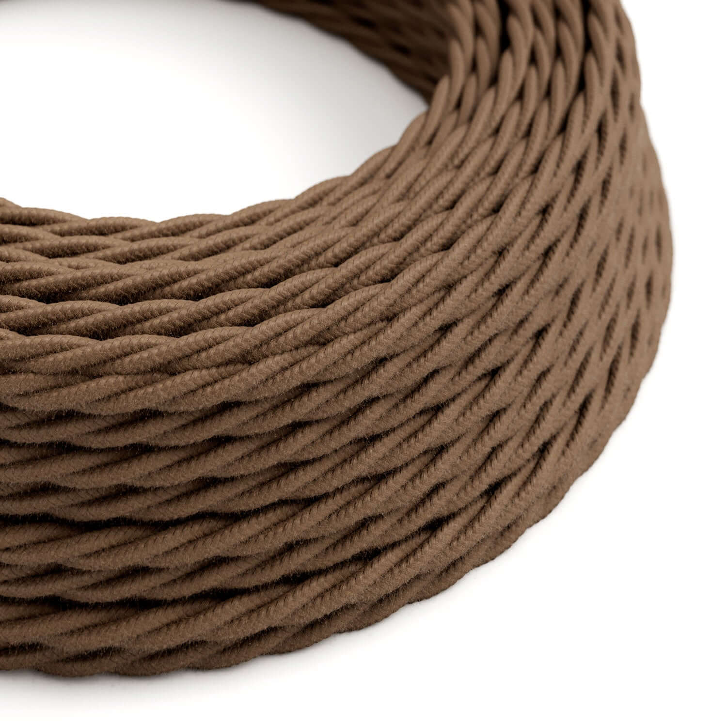Câble électrique tressé en coton Marron Espresso - L’Original Creative Cables, pour mettre en valeur vos lustres - TC13