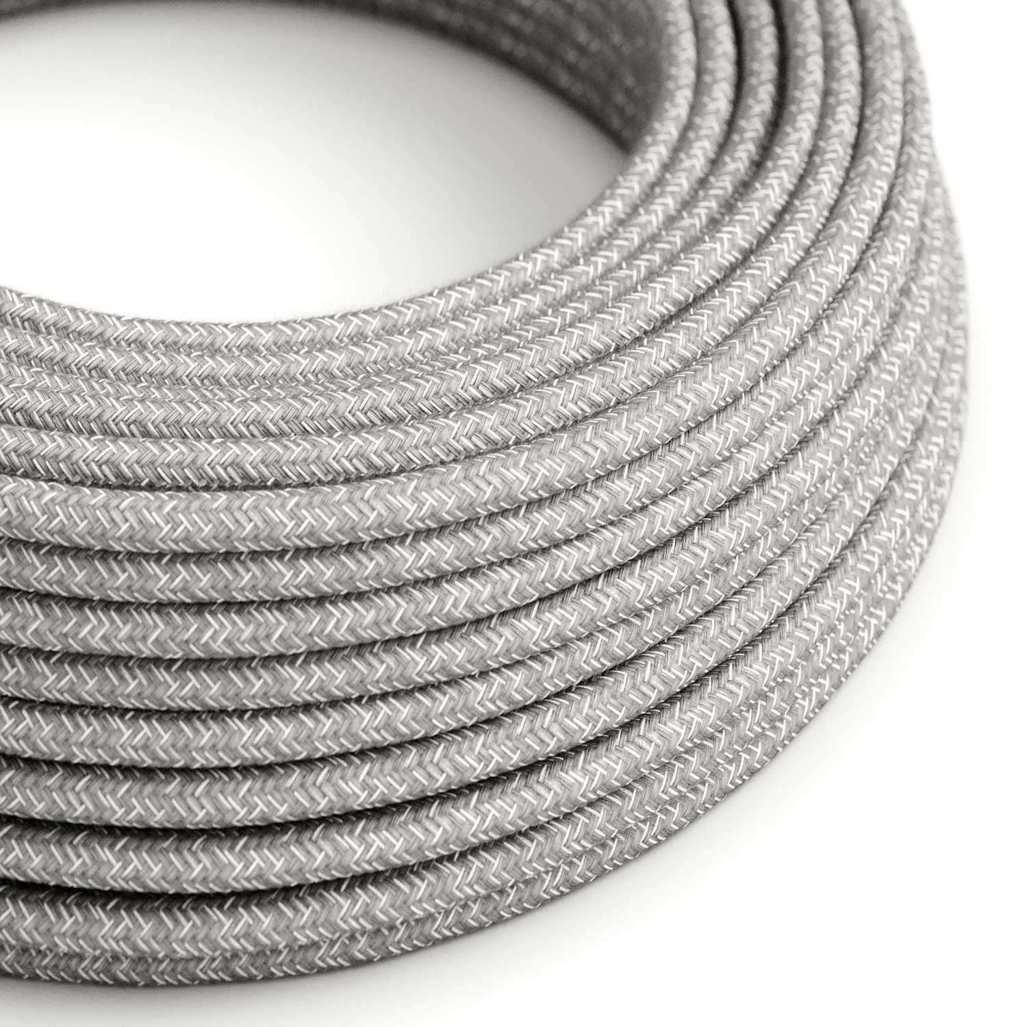 Câble électrique Ultra Soft en silicone gainé de lin Gris Mélange - RN02 rond 2x0,75 mm