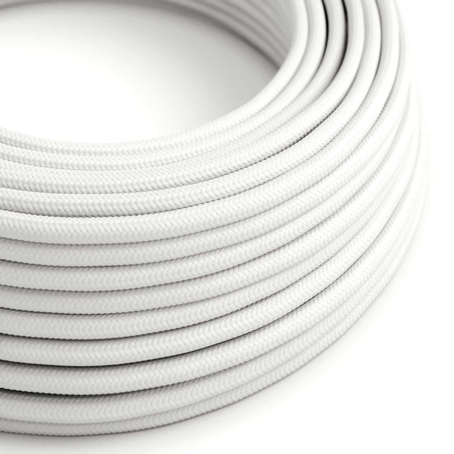Câble électrique Ultra Soft en silicone recouvert de tissu Blanc Optique brillant - RM01 rond 2x0,75 mm