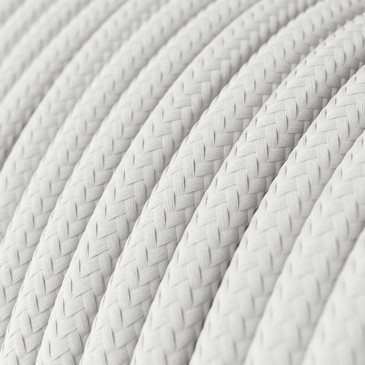 Câble électrique Ultra Soft en silicone recouvert de tissu Blanc Optique brillant - RM01 rond 2x0,75 mm - Image 2