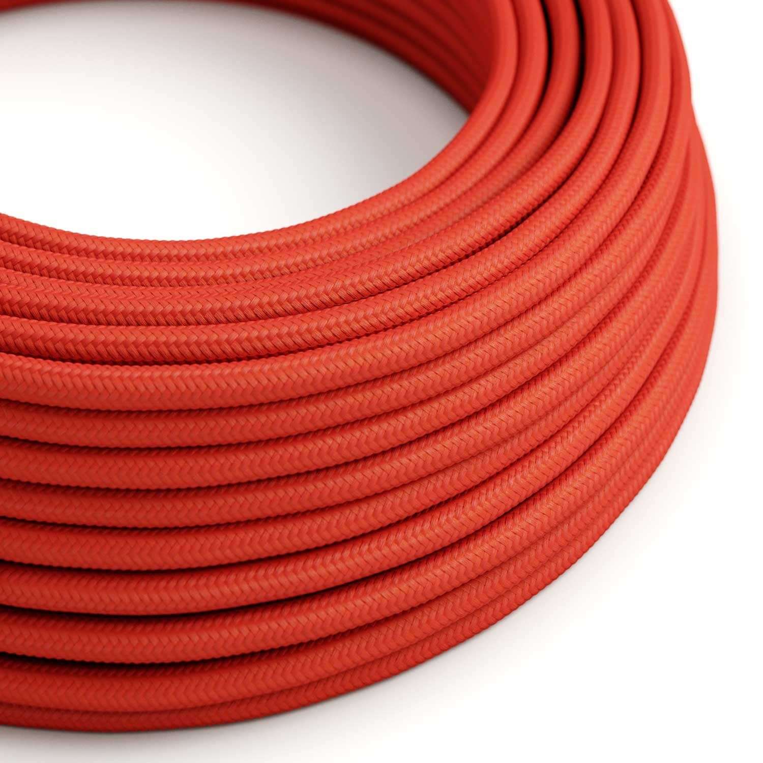 Câble électrique Ultra Soft en silicone gainé de tissu Rouge Feu brillant - RM09 rond 2x0,75 mm