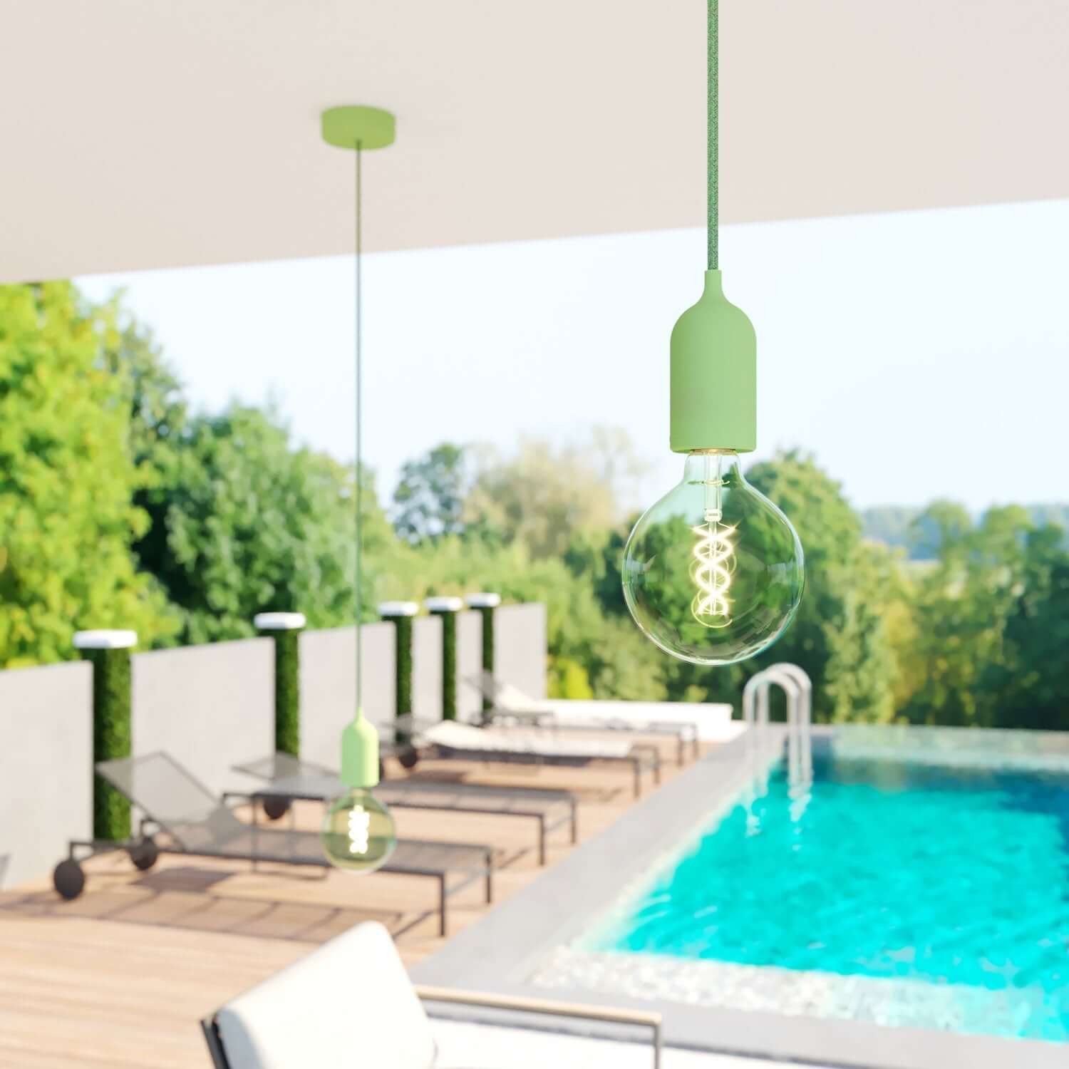 Câble électrique résistant aux UV pour extérieur rond gainé de coton Vert Pixel Bronte SX08 - compatible avec Eiva Outdoor IP65 - Image 3