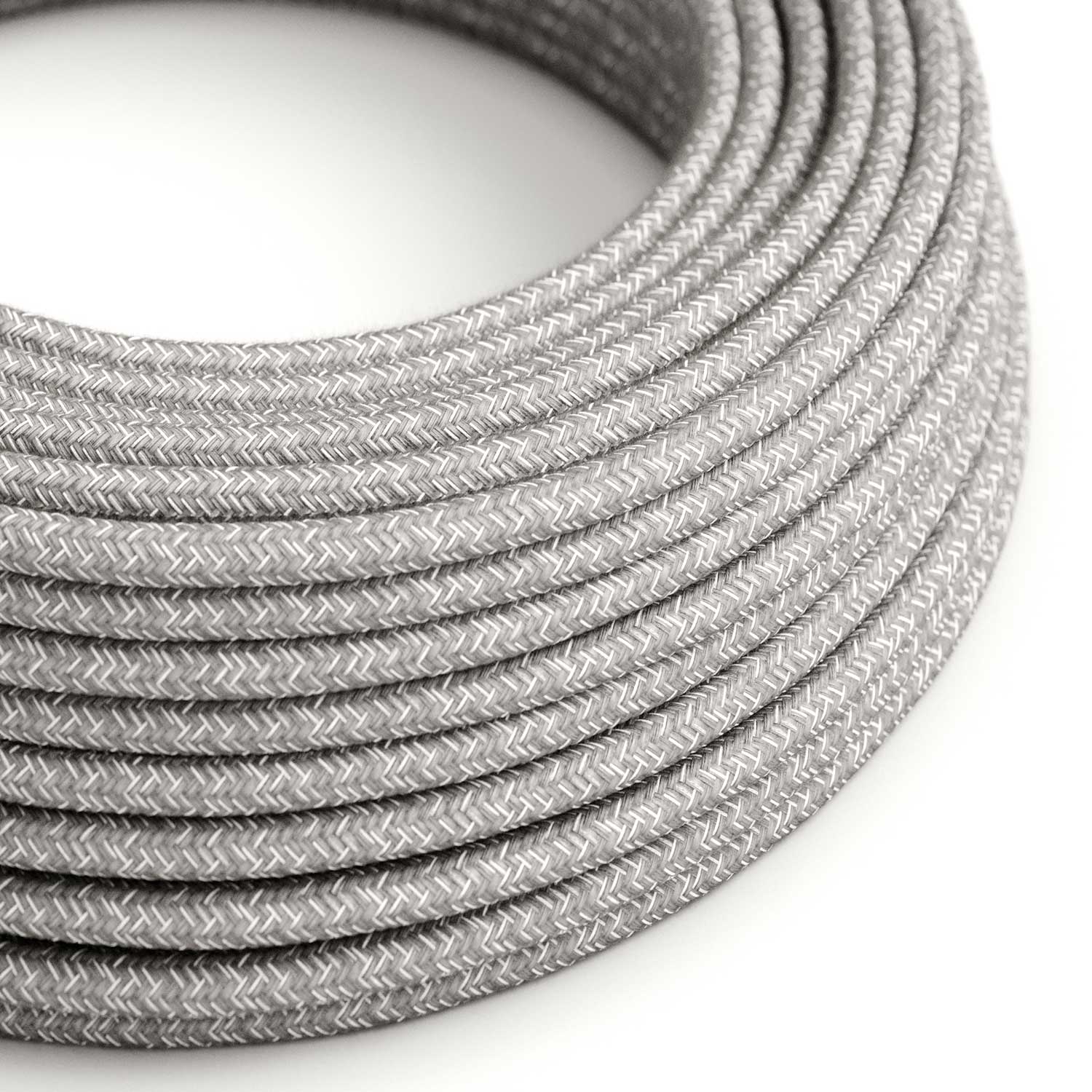 Câble électrique résistant aux UV pour extérieur rond, gainé de lin naturel Gris SN02 - compatible avec Eiva Outdoor IP65