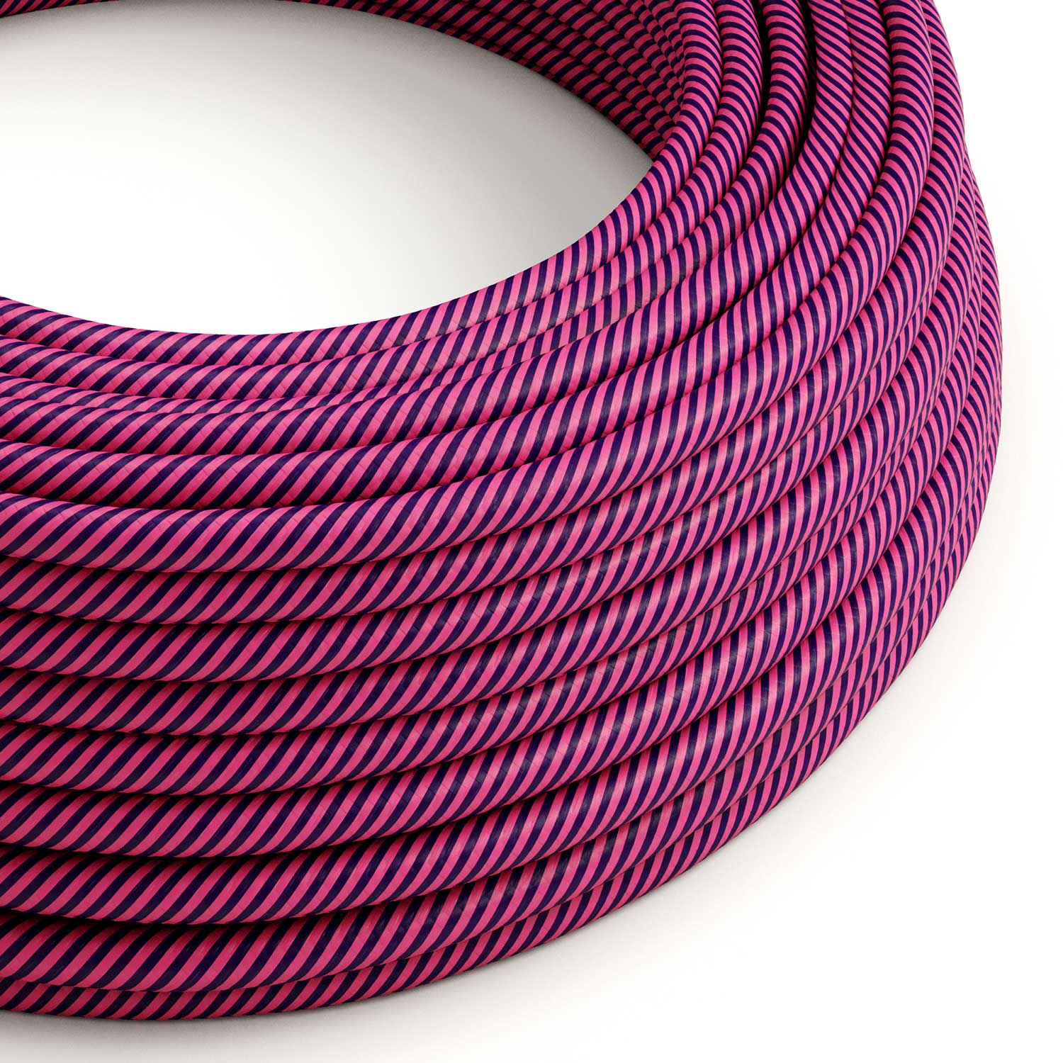 Câble électrique Vertigo HD rond gainé de tissu fuchsia et violet foncé ERM50