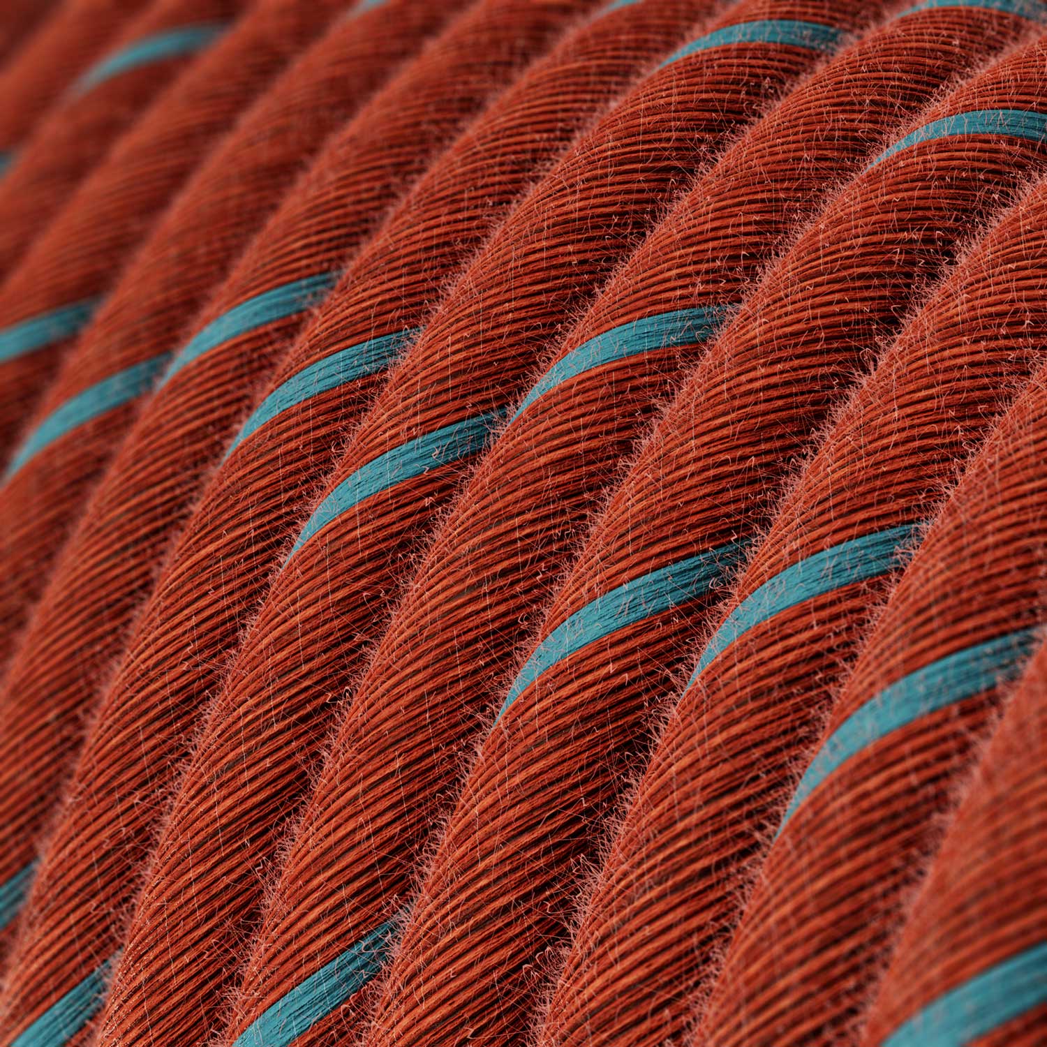 Câble Électrique Rond Vertigo recouvert de coton Rouge Brique et Bleu Clair ERC36 - Image 2