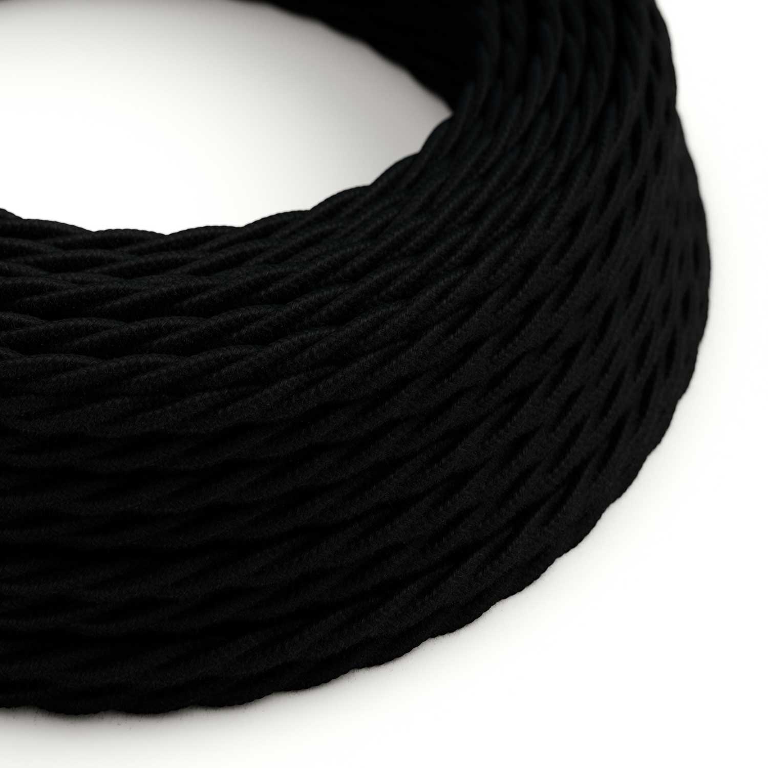 Câble textile Noir Carbone en coton - L’Original Creative-Cables - TC04 tressé 2x0,75mm / 3x0,75mm