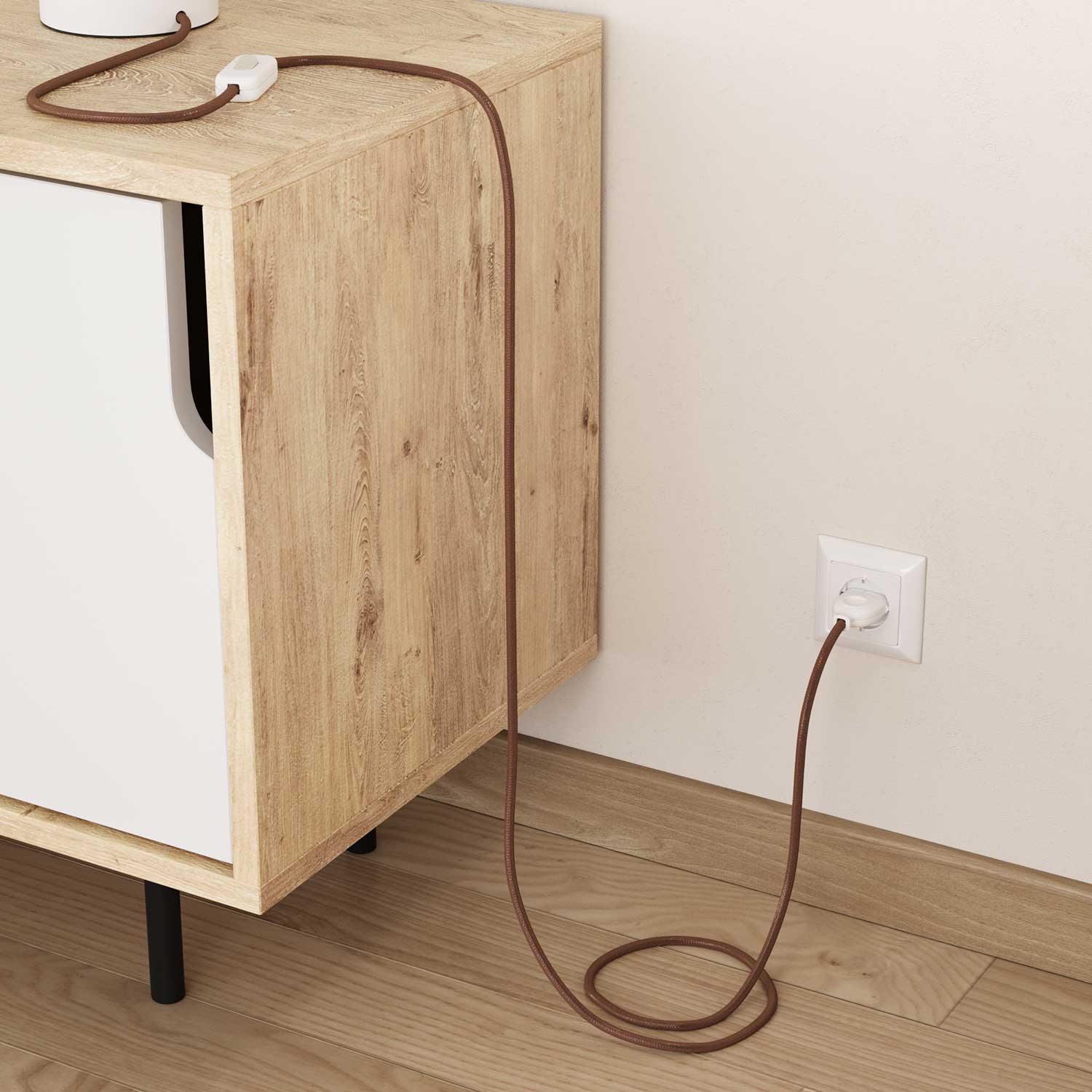 Câble textile pour éclairage couleur Rouille - L’Original Creative Cables, idéal pour lampes classiques et modernes - RM36 - Image 3