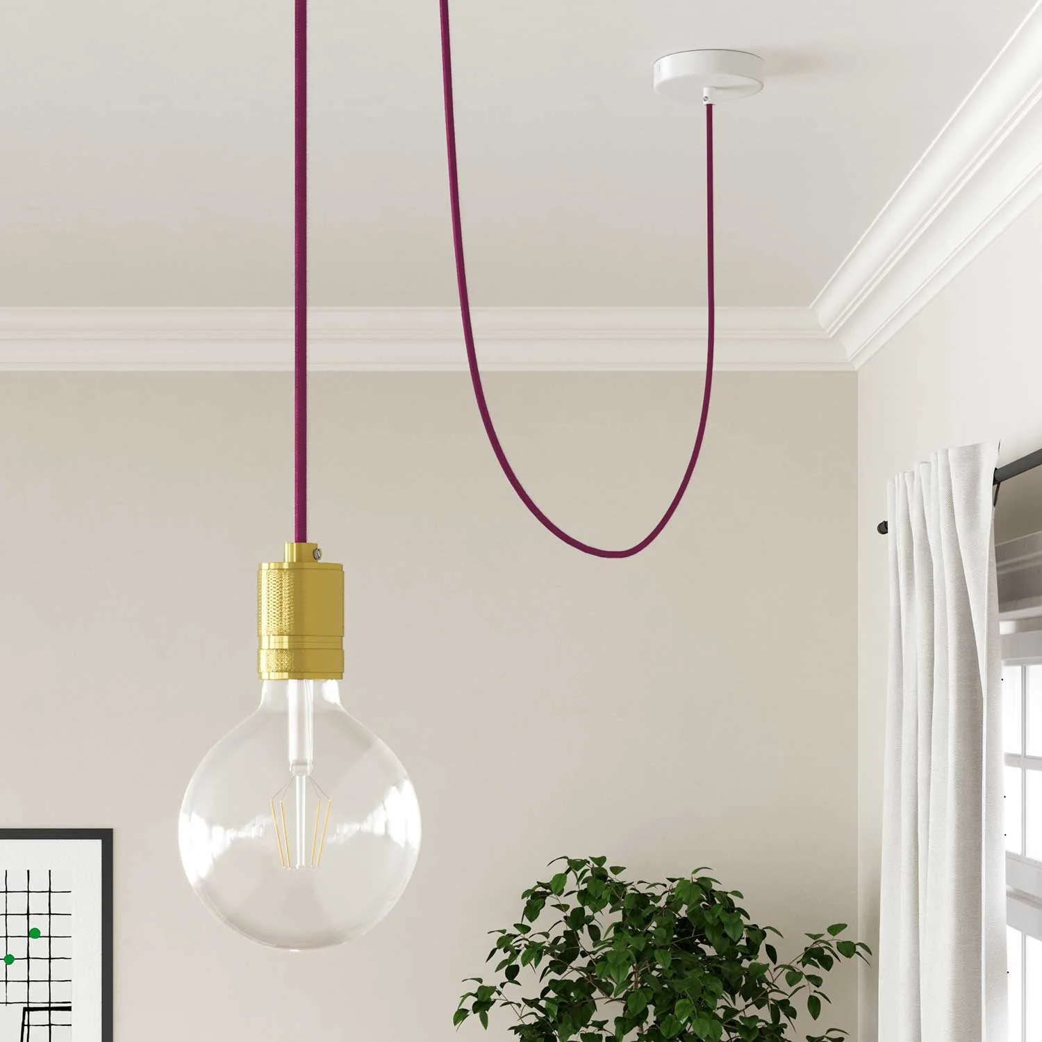 Fil électrique recouvert de tissu - Coton Framboise RC32 - Certifié UL - Image 3