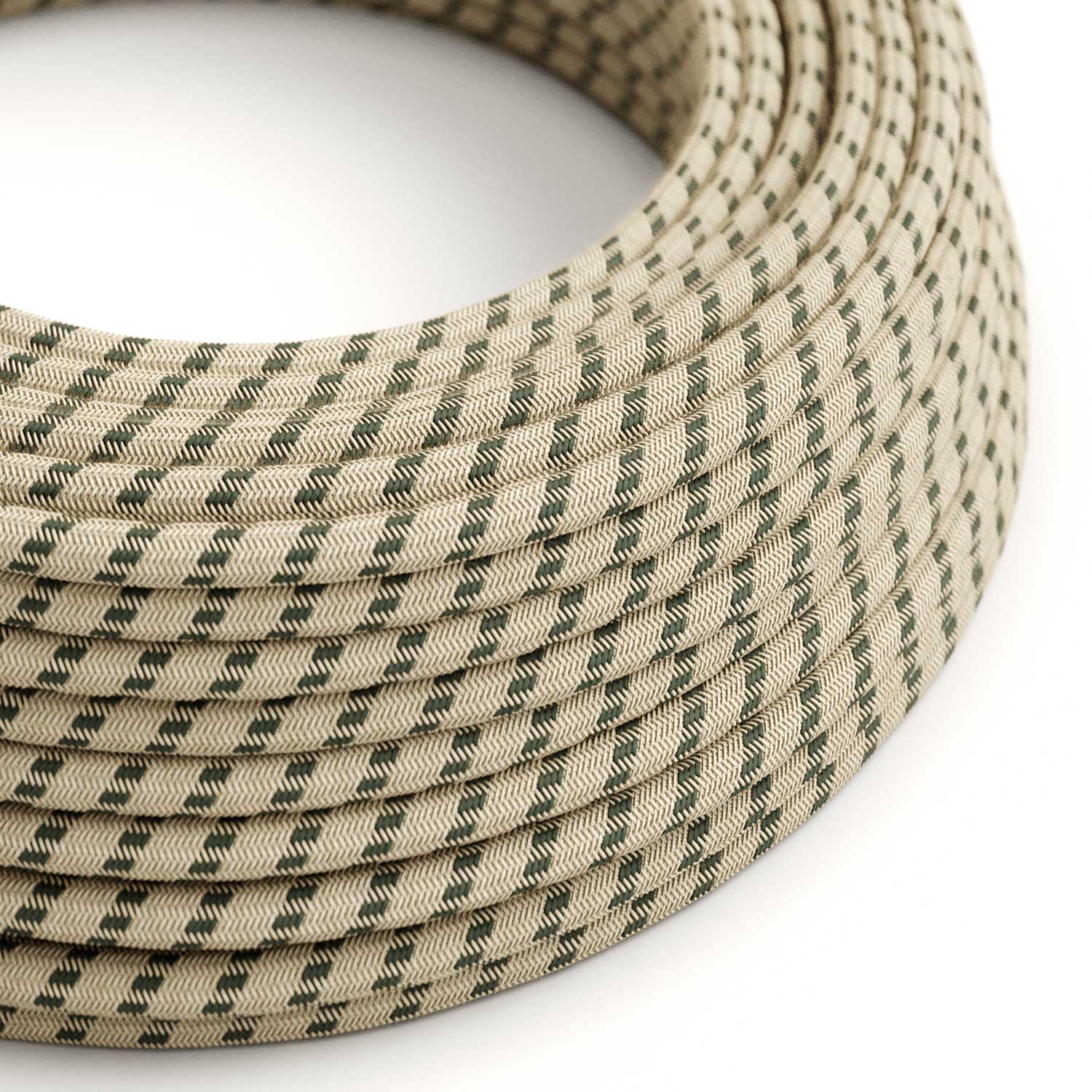 Câble textile pour l’éclairage Gris Anthracite et Beige Stripes - L'Original Creative Cables, pour lampes créatives - RD54