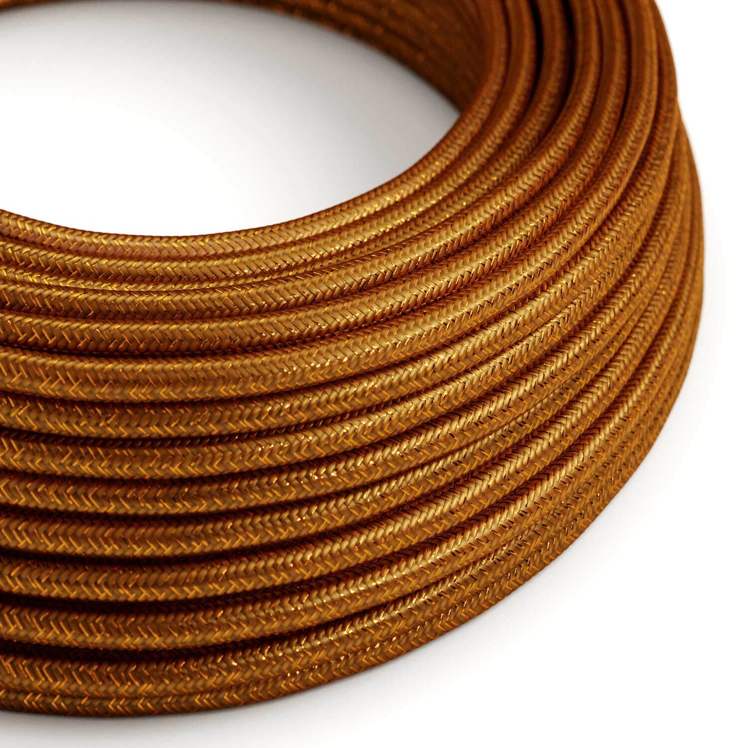 Câble textile pour éclairage couleur cuivre brillant et pailleté - L’Original Creative Cables, idéal pour des lampes créatives - RL22