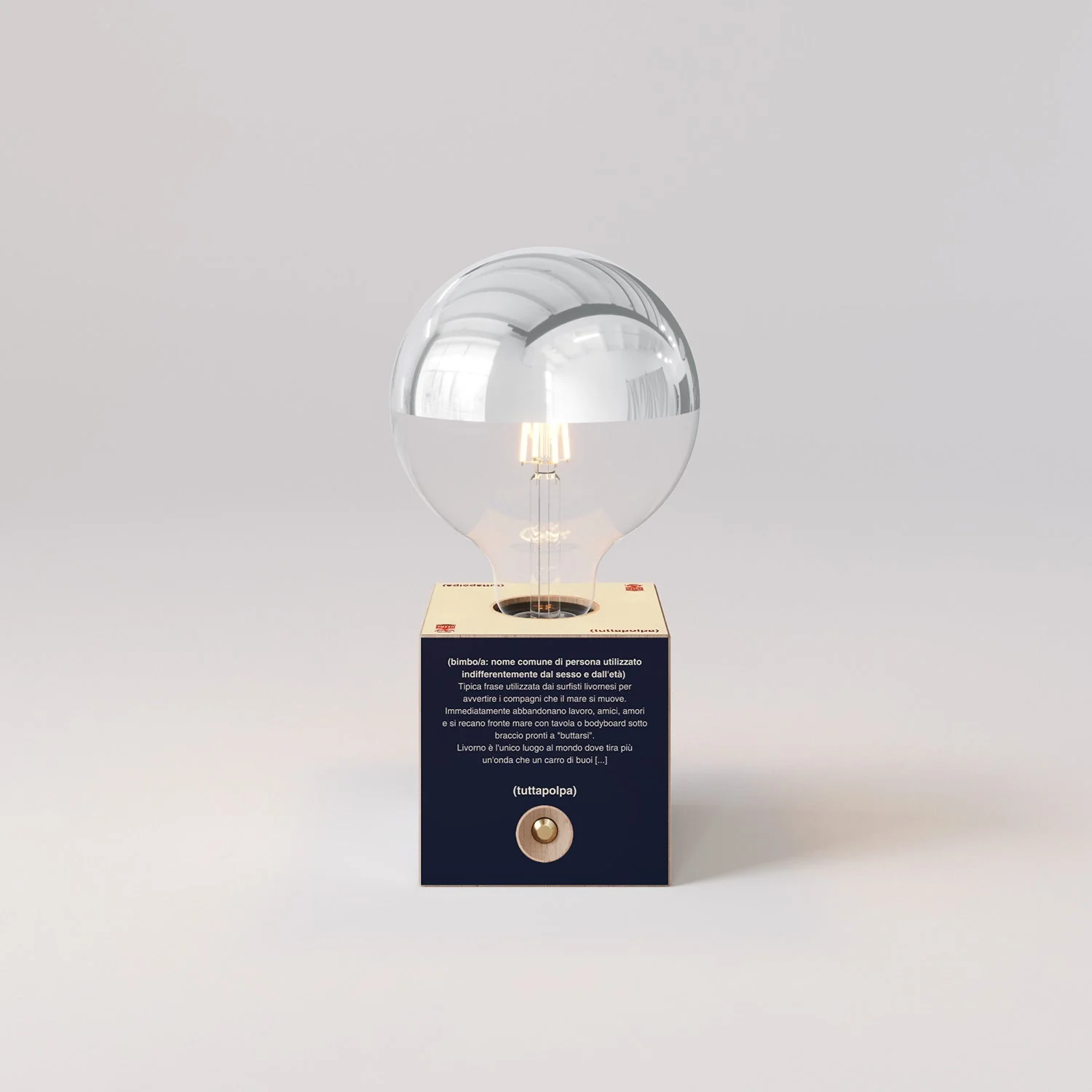 Lampe à batterie Cabless03 « Bimbi c’est l’onde » avec ampoule globe demi-sphère argent - Tuttapolpa - Image 4