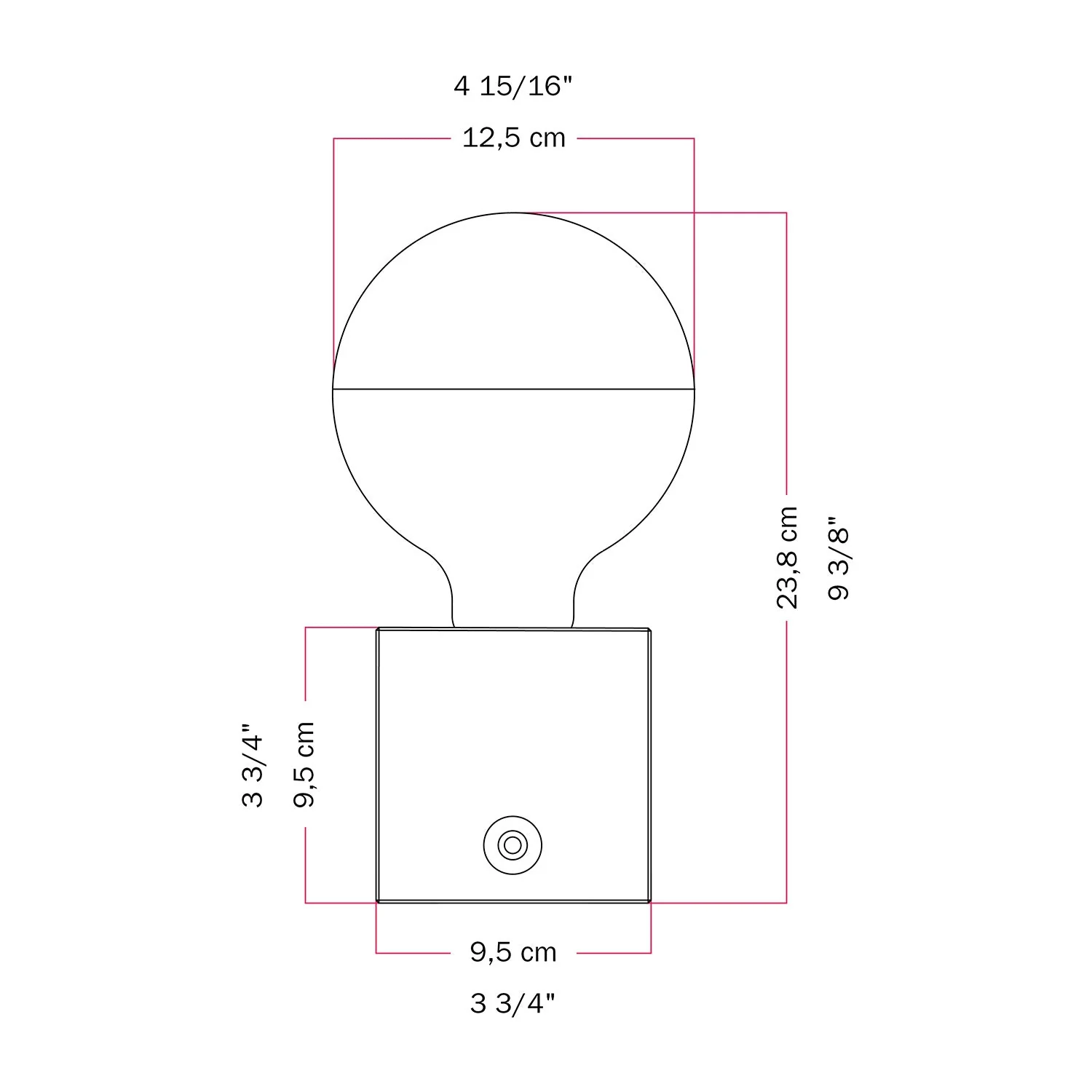 Lampe à batterie Cabless03 « Boia de » avec ampoule globe demi-sphère argent - Tuttapolpa - Image 6