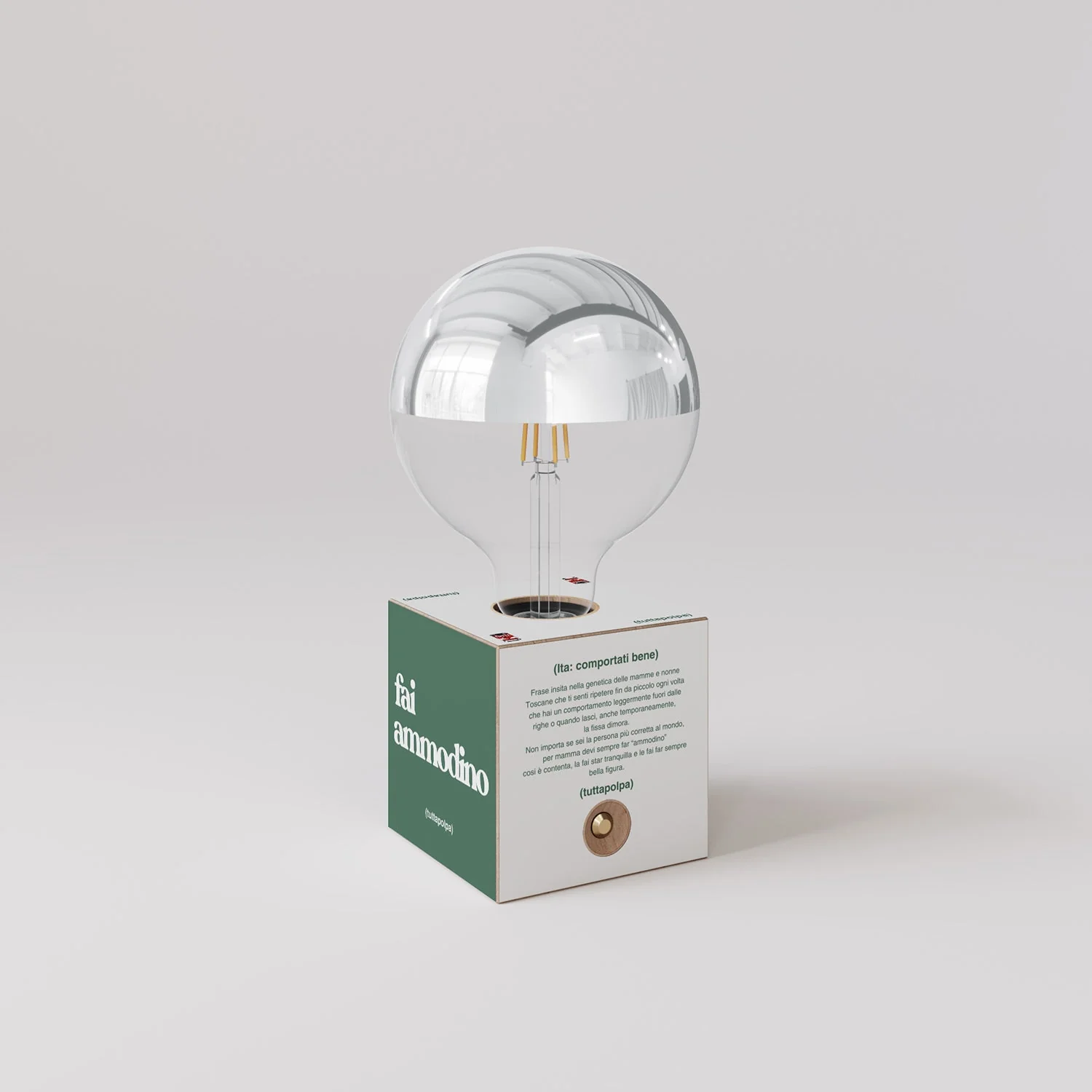 Lampe à batterie Cabless03 « Fai ammodino » avec ampoule globe demi-sphère argent - Tuttapolpa - Image 3
