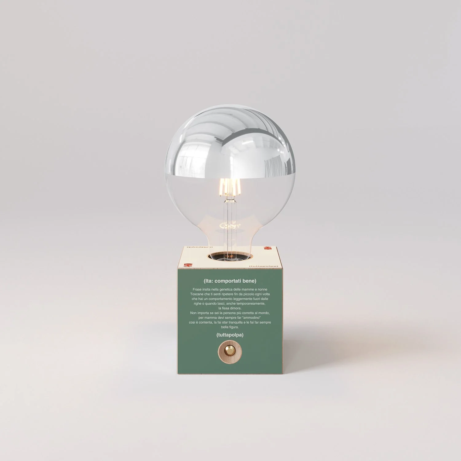 Lampe à batterie Cabless03 « Fai ammodino » avec ampoule globe demi-sphère argent - Tuttapolpa - Image 4