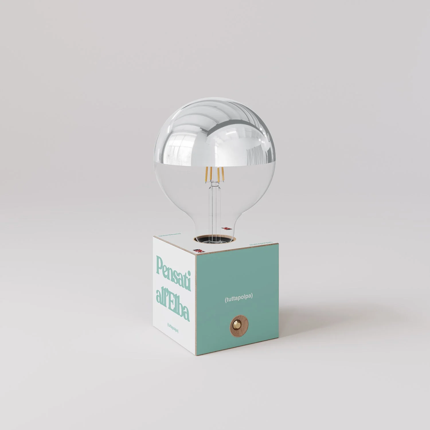 Lampe à batterie Cabless03 « Pensati all’Elba » avec ampoule globe demi-sphère argent - Tuttapolpa - Image 3