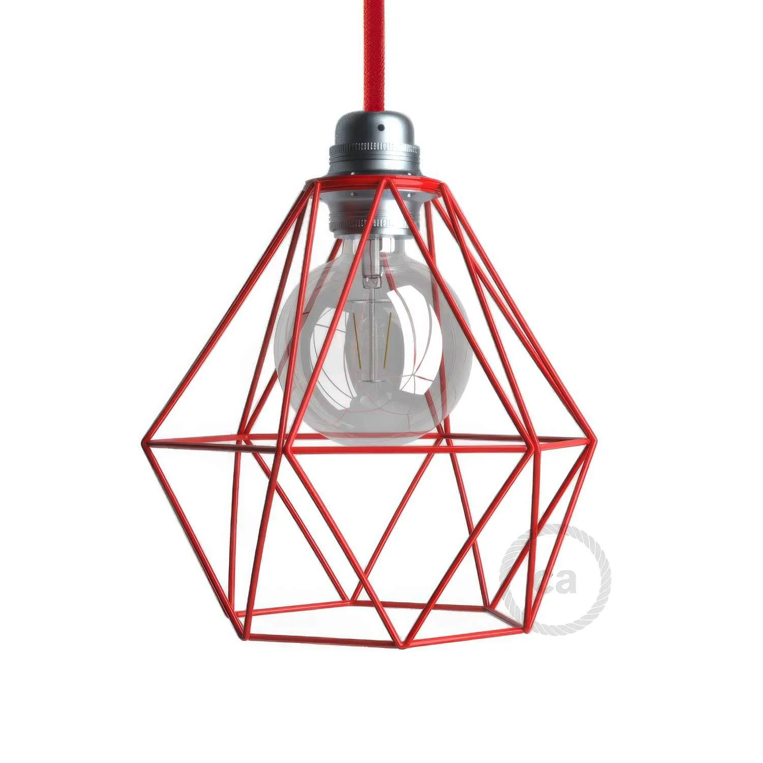 Abat-jour Diamond en métal avec douille E27 - Rouge