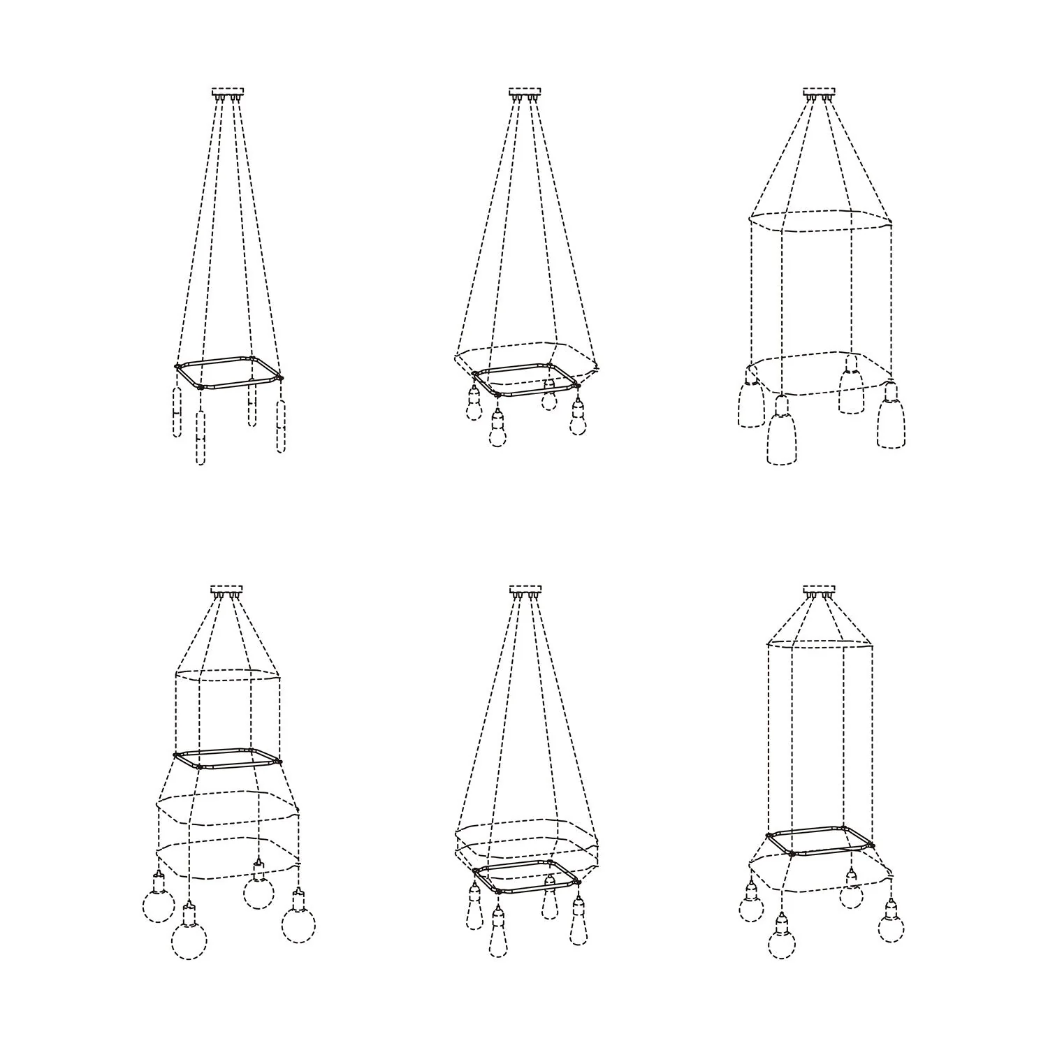 Cage Carré - Structure pour lustres - Blanc - Image 5