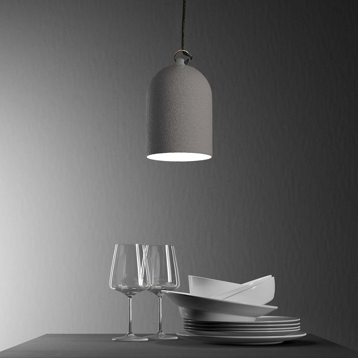 Campana Mini, abat-jour XS en céramique pour suspension - Fabriqué en Italie - Effet béton - Image 3
