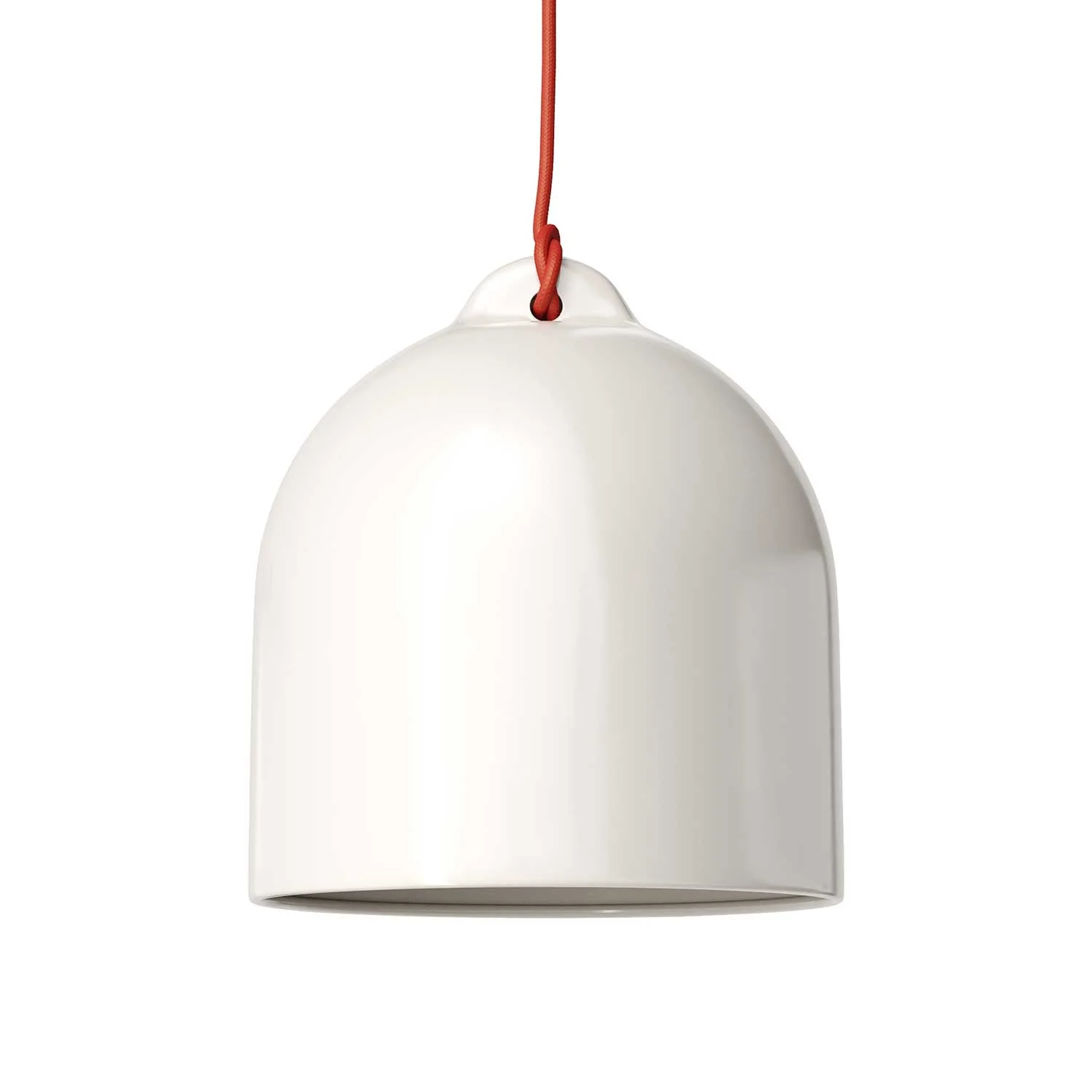 Cloche, abat-jour M en céramique pour suspension - Fabriqué en Italie - Blanc brillant
