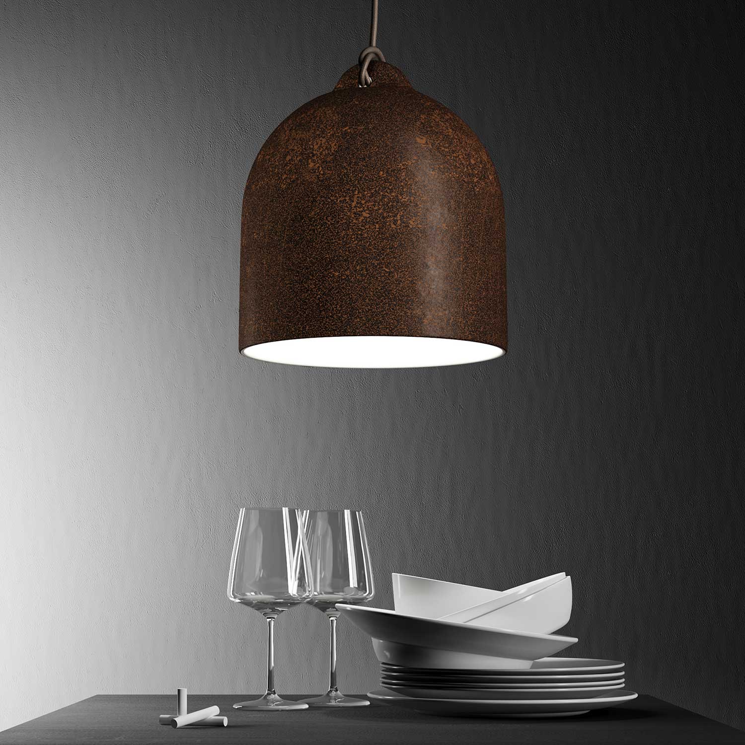 Abat-jour M en céramique pour suspension - Fabriqué en Italie - Effet corten - Image 3