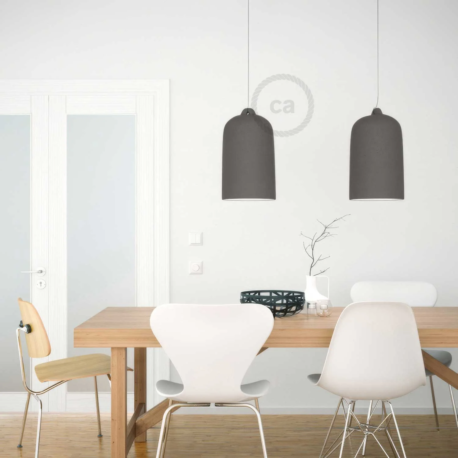 Campana, abat-jour XL en céramique pour suspension - Made in Italy - Effet béton - Image 3