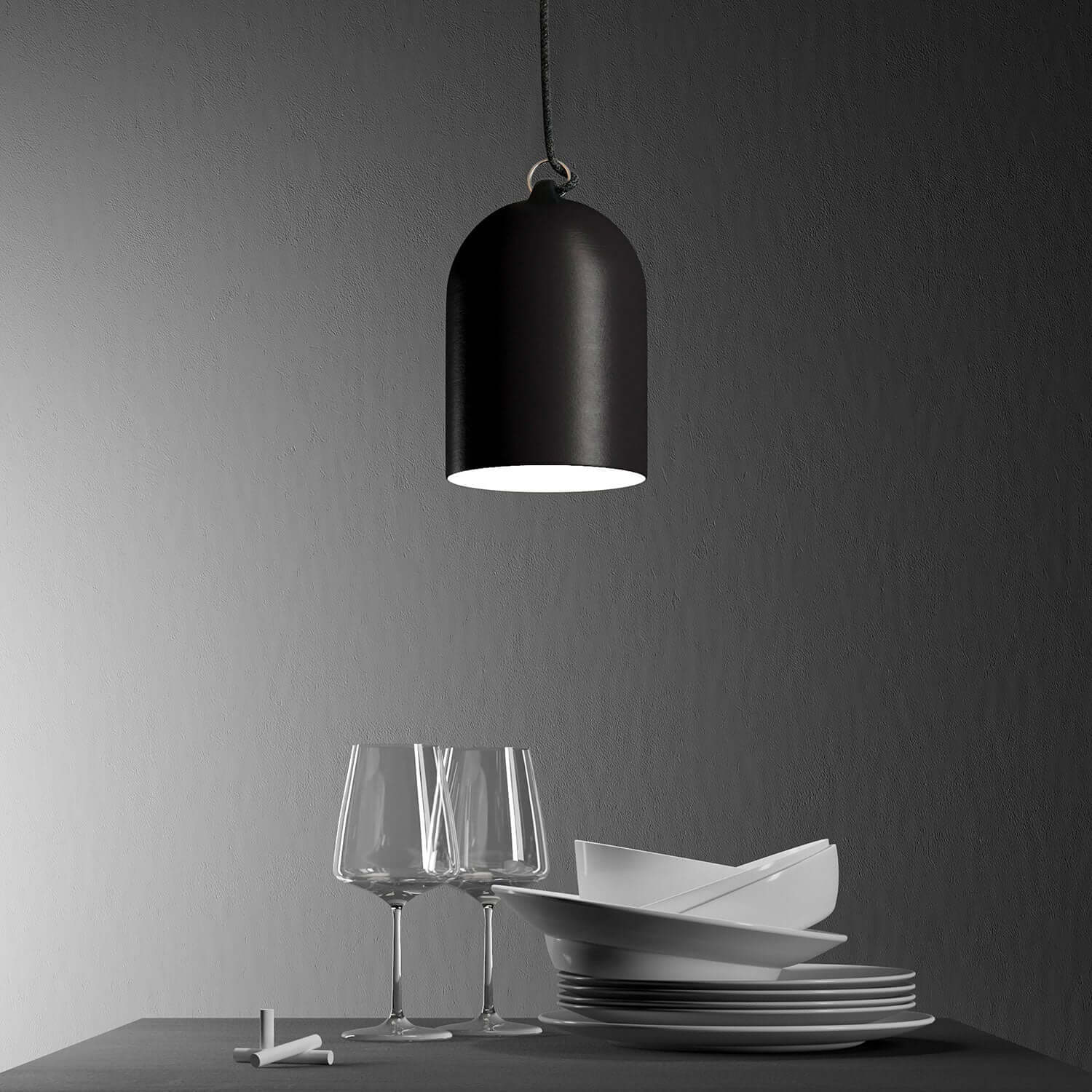 Campana Mini, abat-jour XS en céramique pour suspension - Made in Italy - Ardoise - Image 3