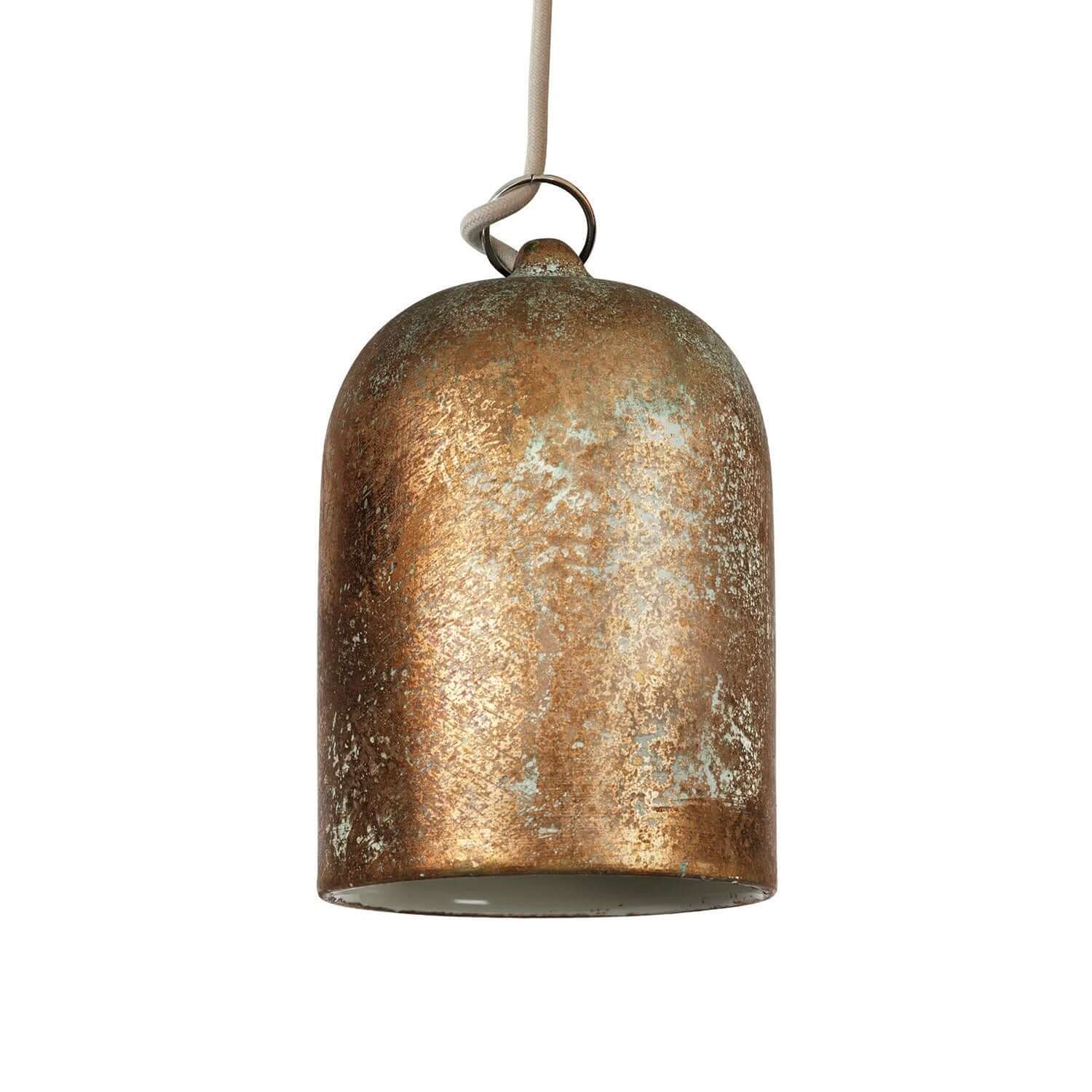 Campana Mini, abat-jour XS en céramique pour suspension - Fabriqué en Italie - Effet vert cuivré