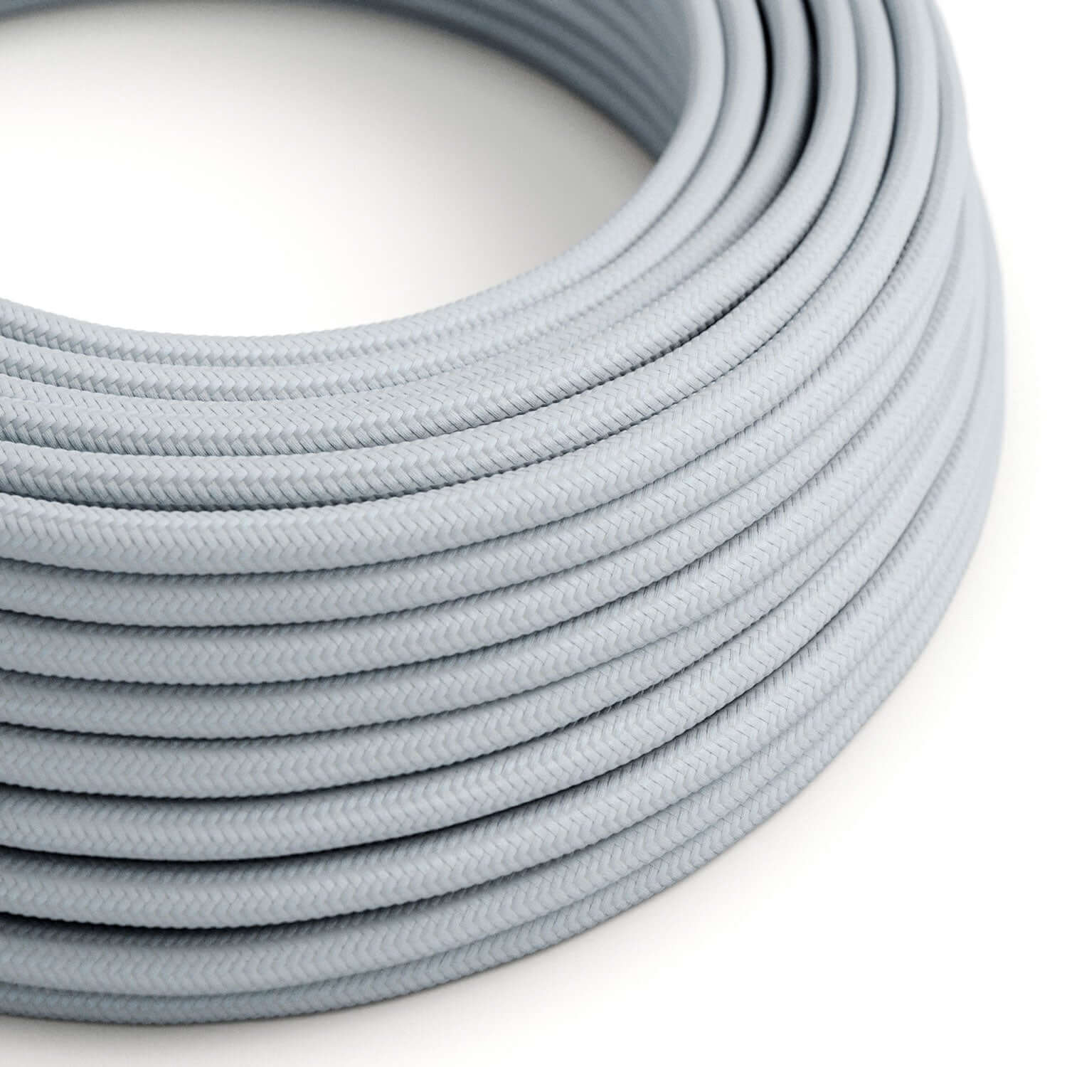 Câble électrique en tissu brillant Gris Azur - L’Original Creative Cables, pour créer des lampes uniques - RM30