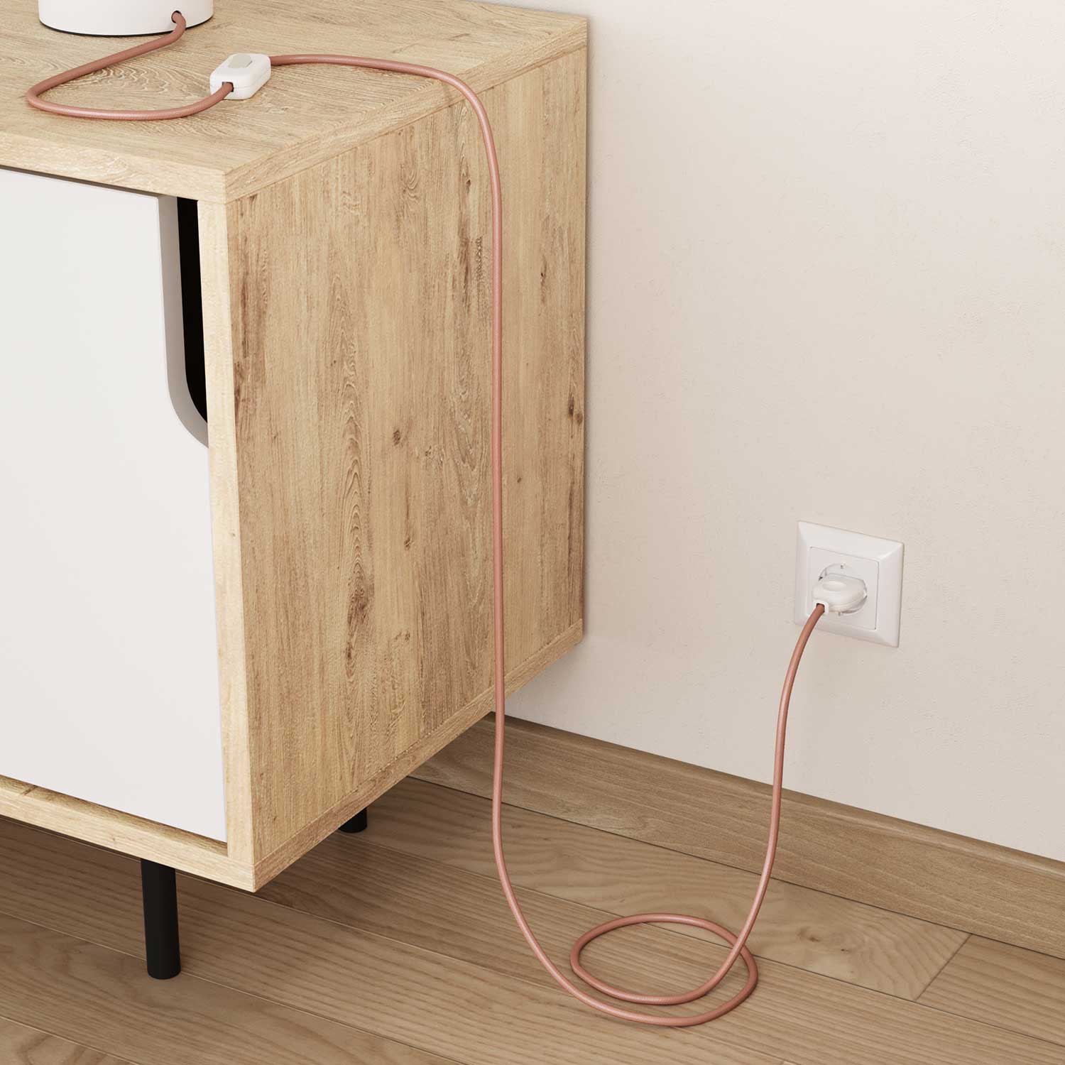 Câble électrique en tissu Rose Bébé - L’Original Creative Cables, pour vos lampes aux couleurs pastel - RM16 - Image 3