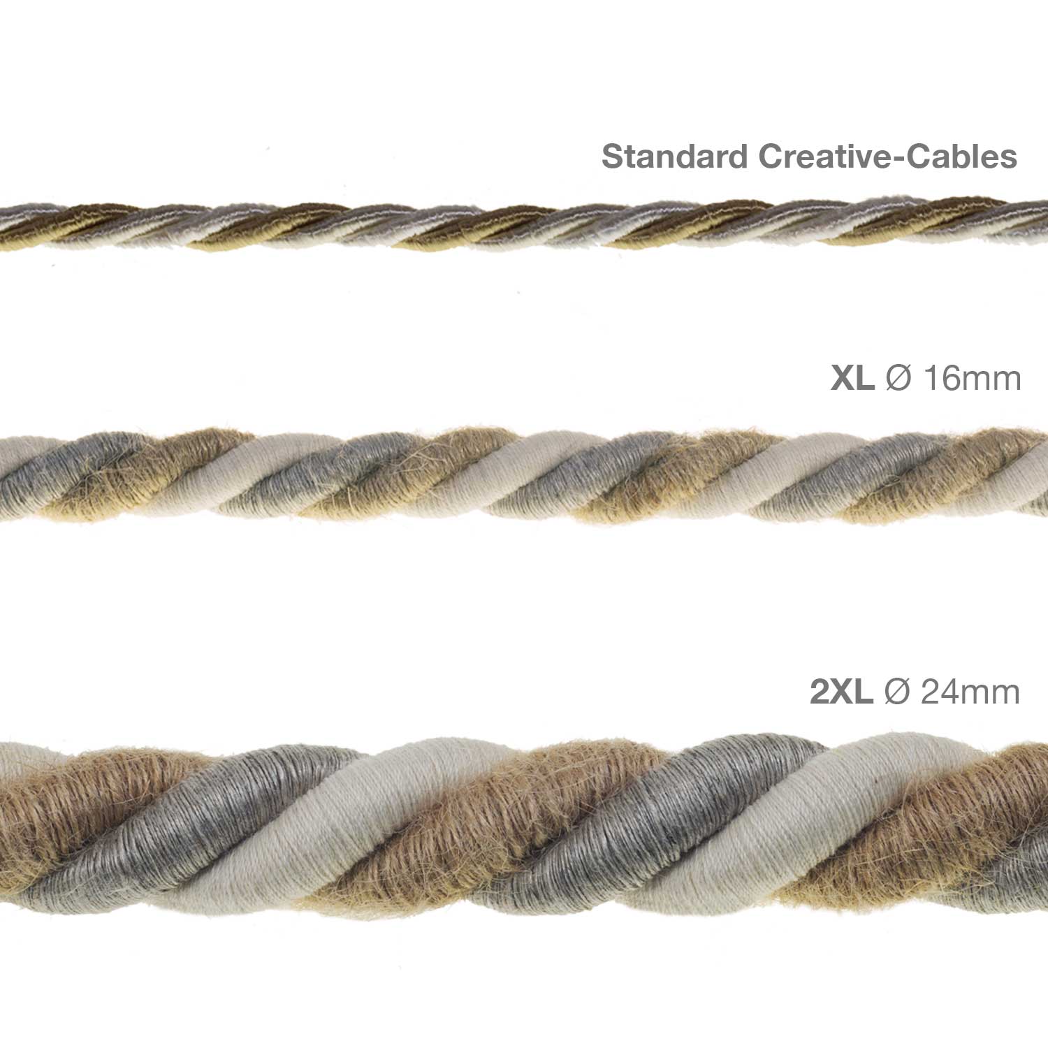 Cordon électrique 3x0,75 gainé de jute, coton et lin naturel Country - Image 4