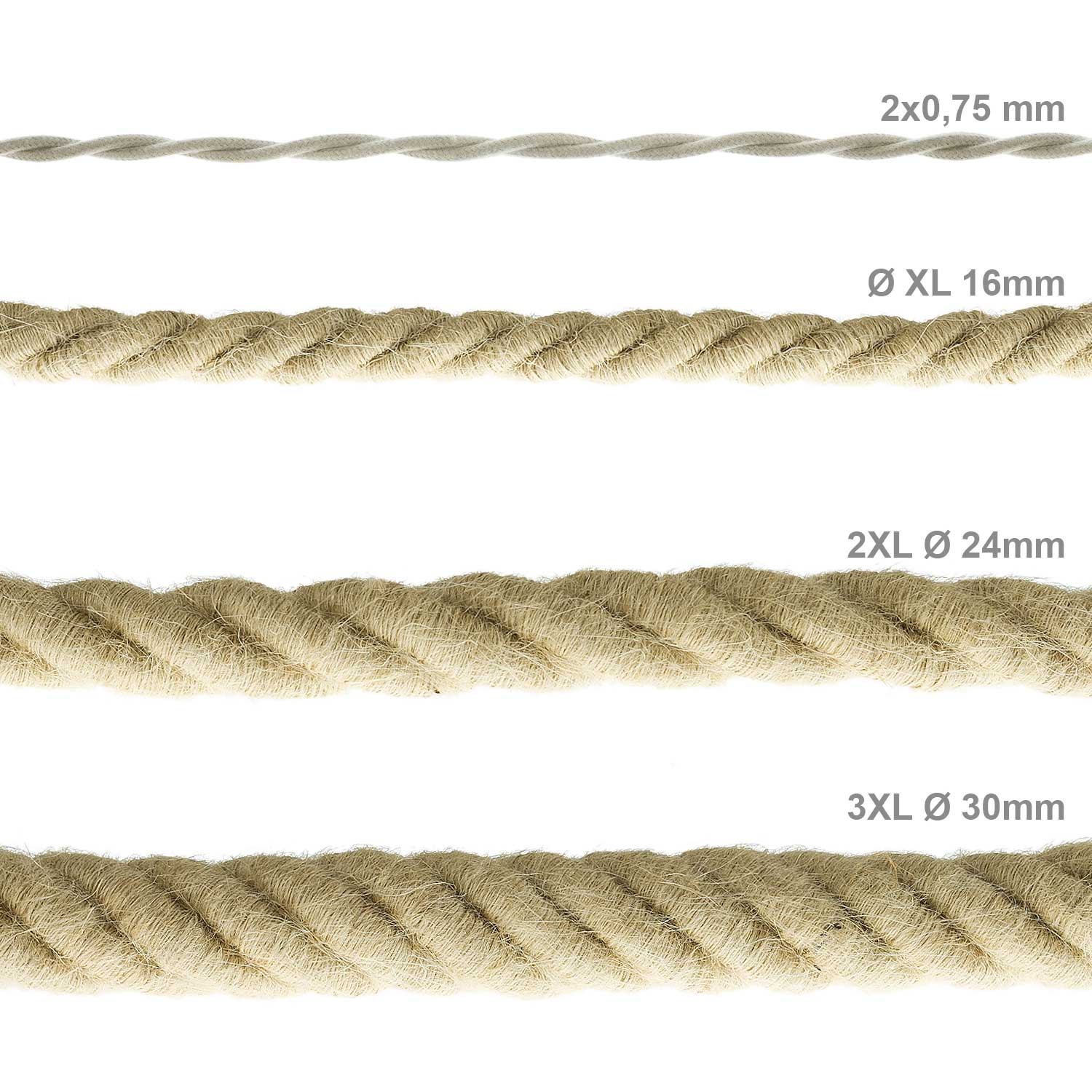 Cordon électrique 3x0,75 gainé de jute brute - Image 4