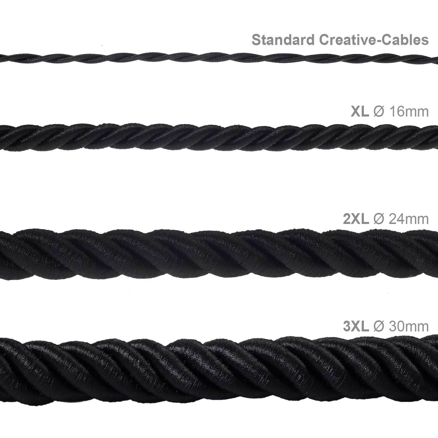Cordon électrique 3x0,75 gainé de tissu noir brillant - Image 4