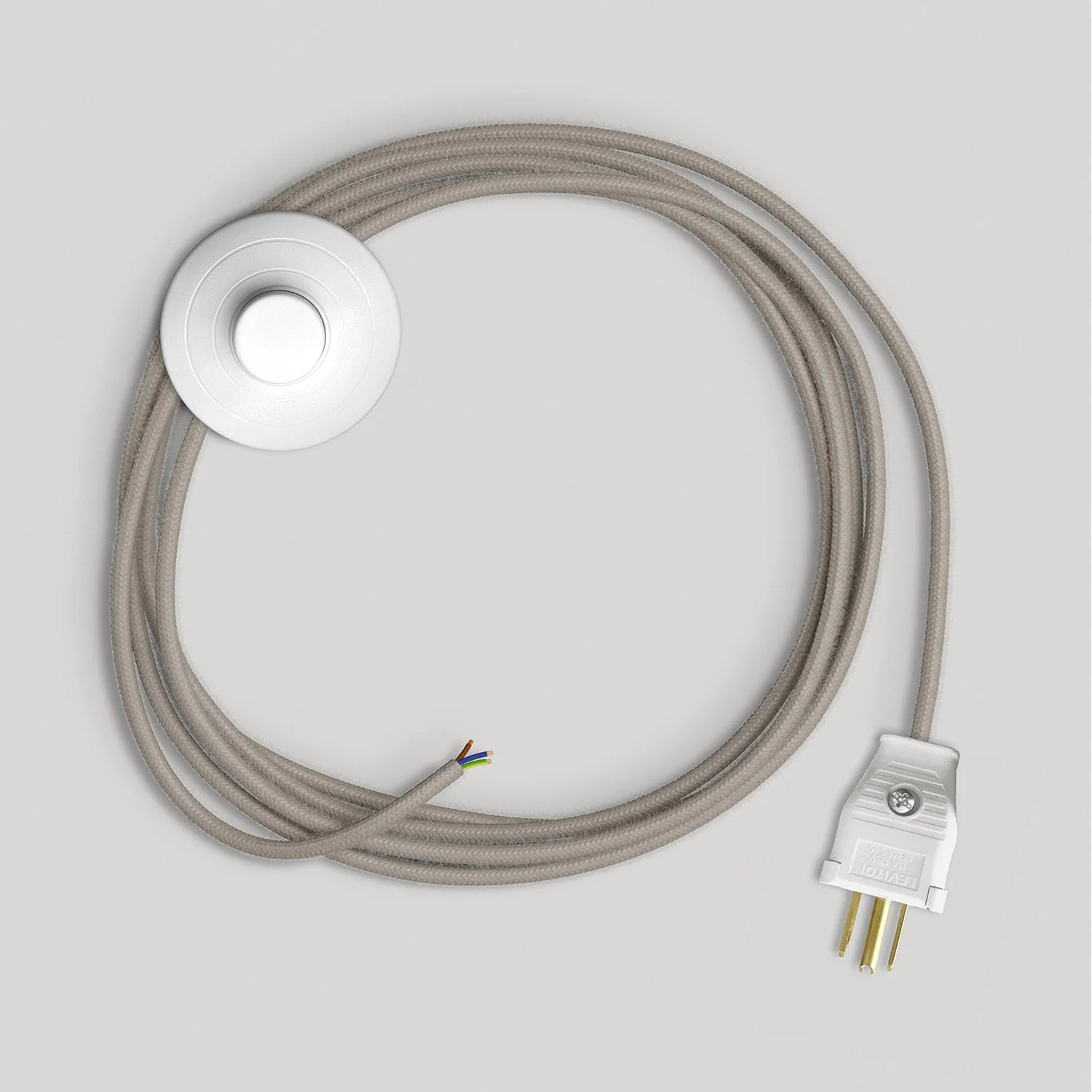 Cordon pour lampe avec câble coton gris colombe 3 mètres