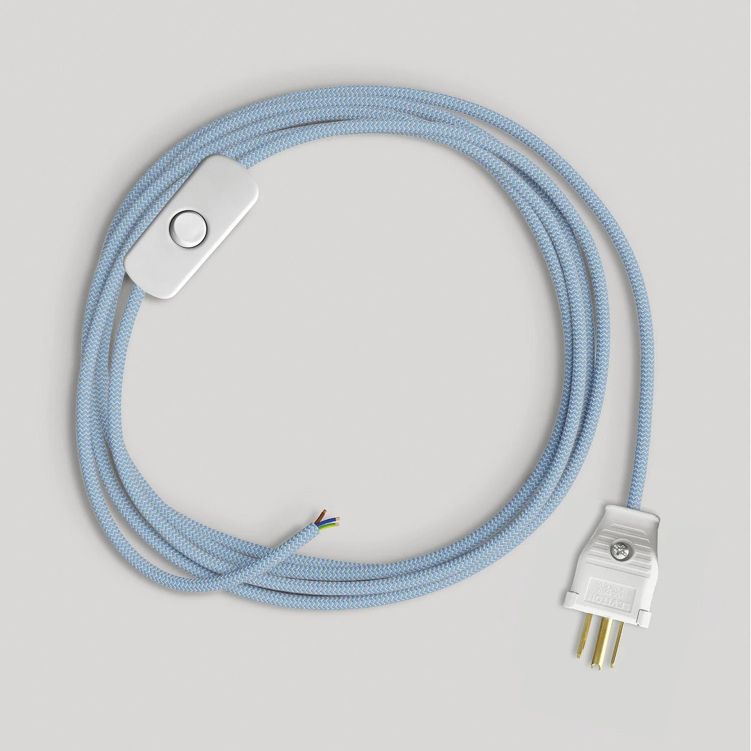 Cordset (ensemble cordon) pour lampe avec câble coton Steward bleu 6 pieds