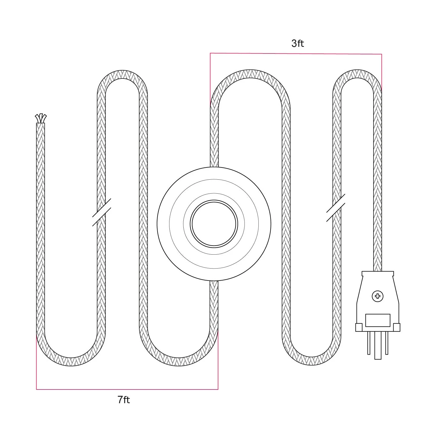 Cordon pour lampe avec câble coton blanc 10 pi - Image 3