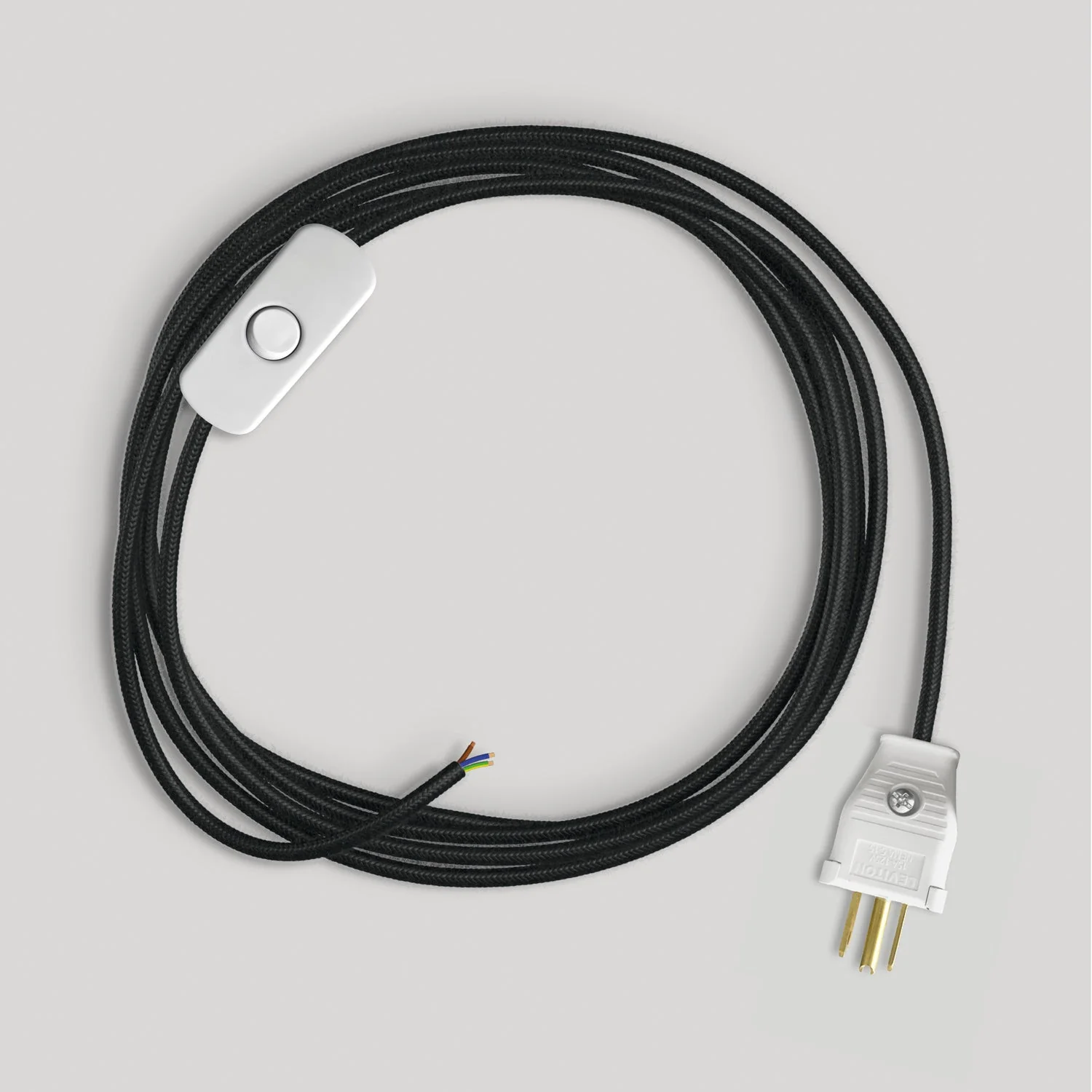 Cordon d’alimentation pour lampe avec câble noir 1,8 m