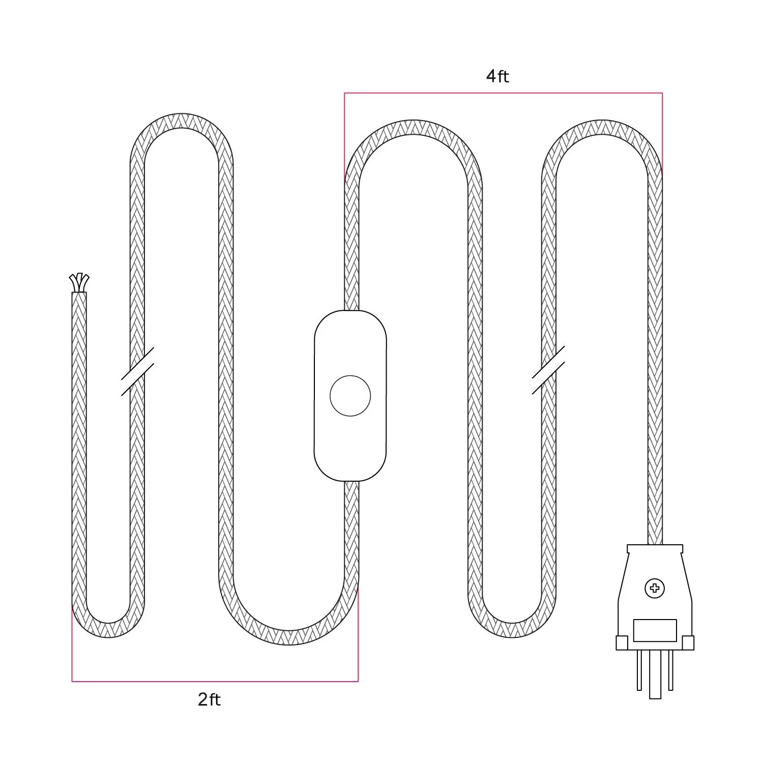 Cordon d’alimentation pour lampe avec câble noir 1,8 m - Image 3