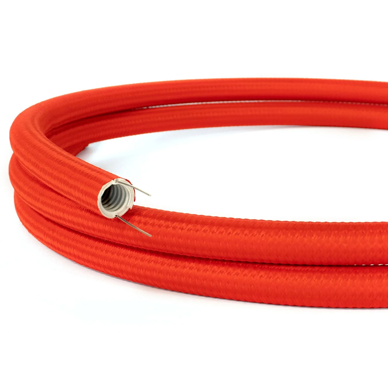 Creative-Tube goulotte flexible, revêtement tissu Rayonne Rouge RM09, diamètre 20 mm
