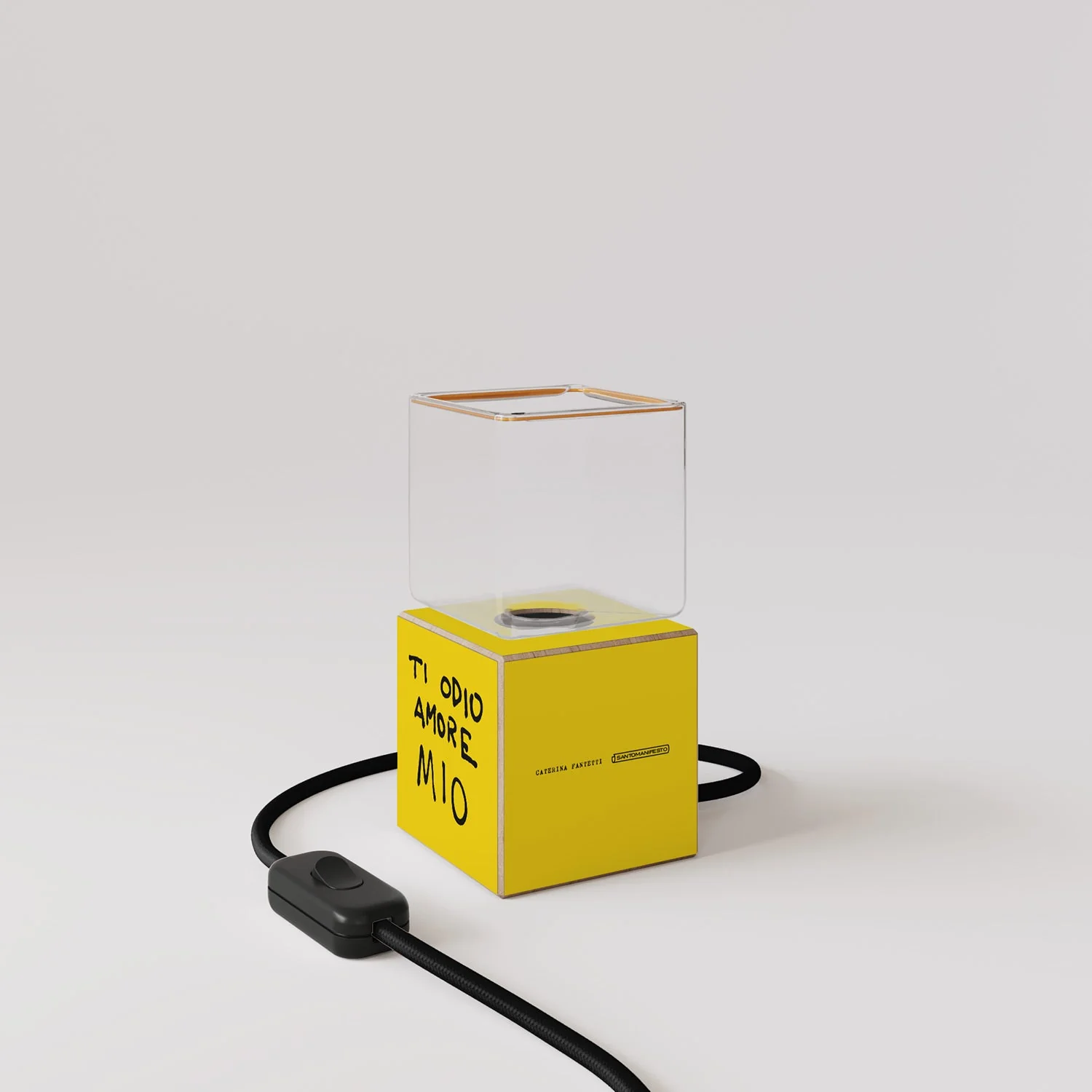 Lampe de table Cubetto avec fiche US, « Ti odio amore mio » Ghost bulb - Santomanifesto - Image 4